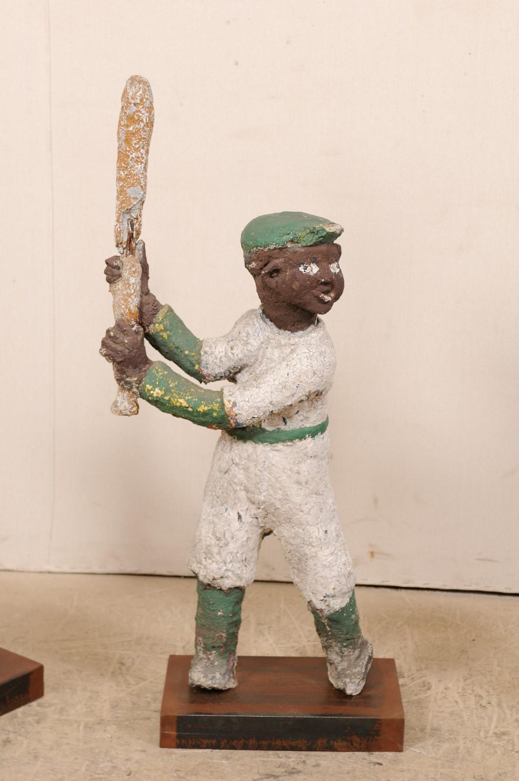A Set of Black Americana Baseball Memorabilia Folk Art Figures, Circa 1930s-40s For Sale 8