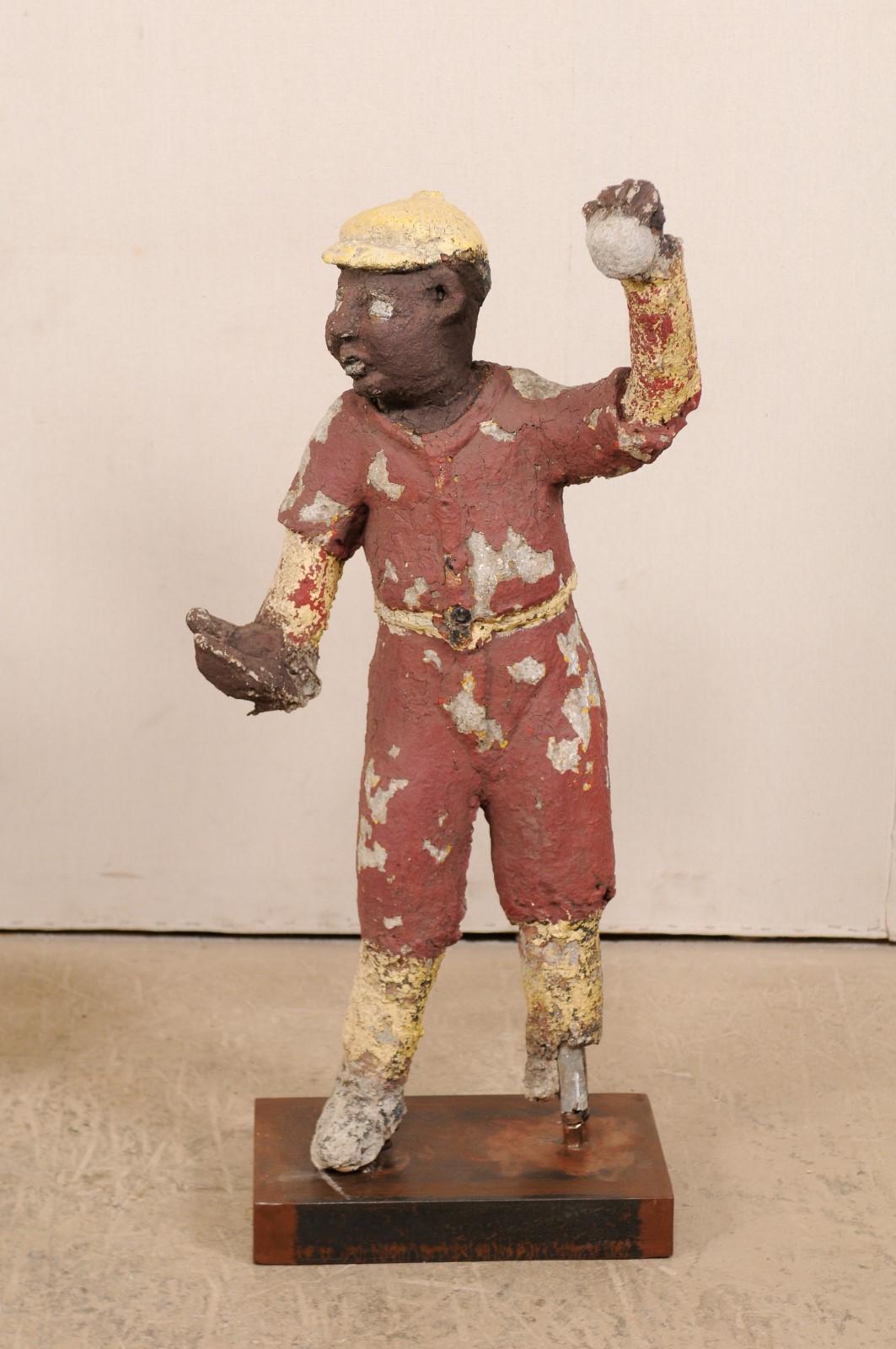A Set of Black Americana Baseball Memorabilia Folk Art Figures, Circa 1930s-40s For Sale 9