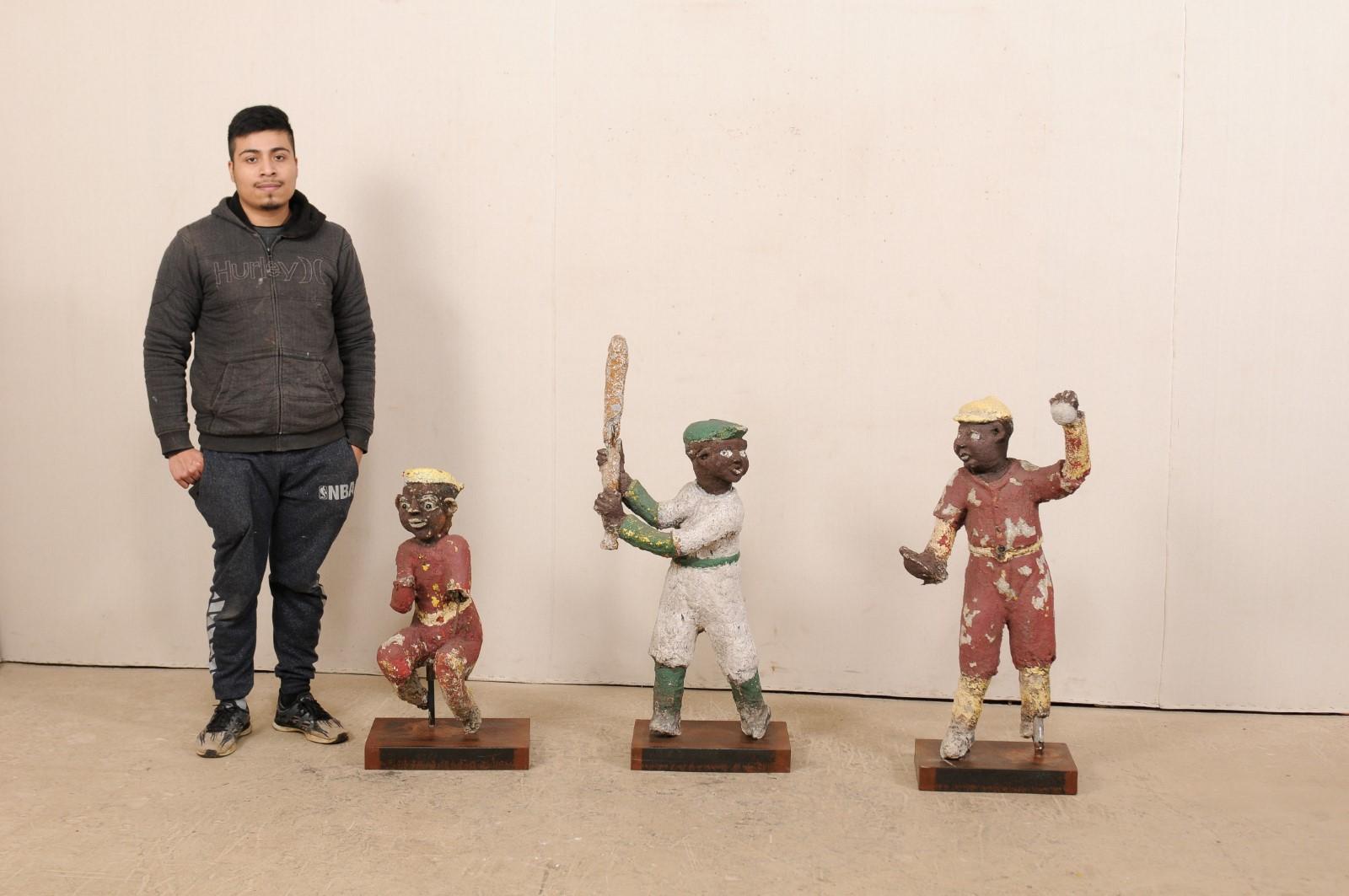 A Set of Black Americana Baseball Memorabilia Folk Art Figures, Circa 1930s-40s For Sale 10