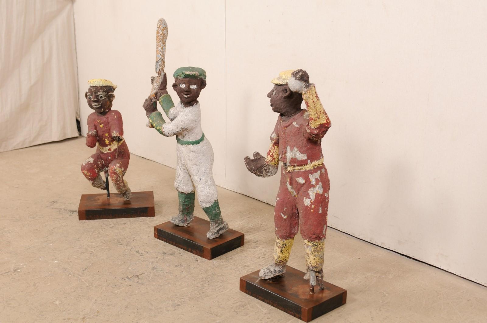 A Set of Black Americana Baseball Memorabilia Folk Art Figures, Circa 1930s-40s In Good Condition For Sale In Atlanta, GA