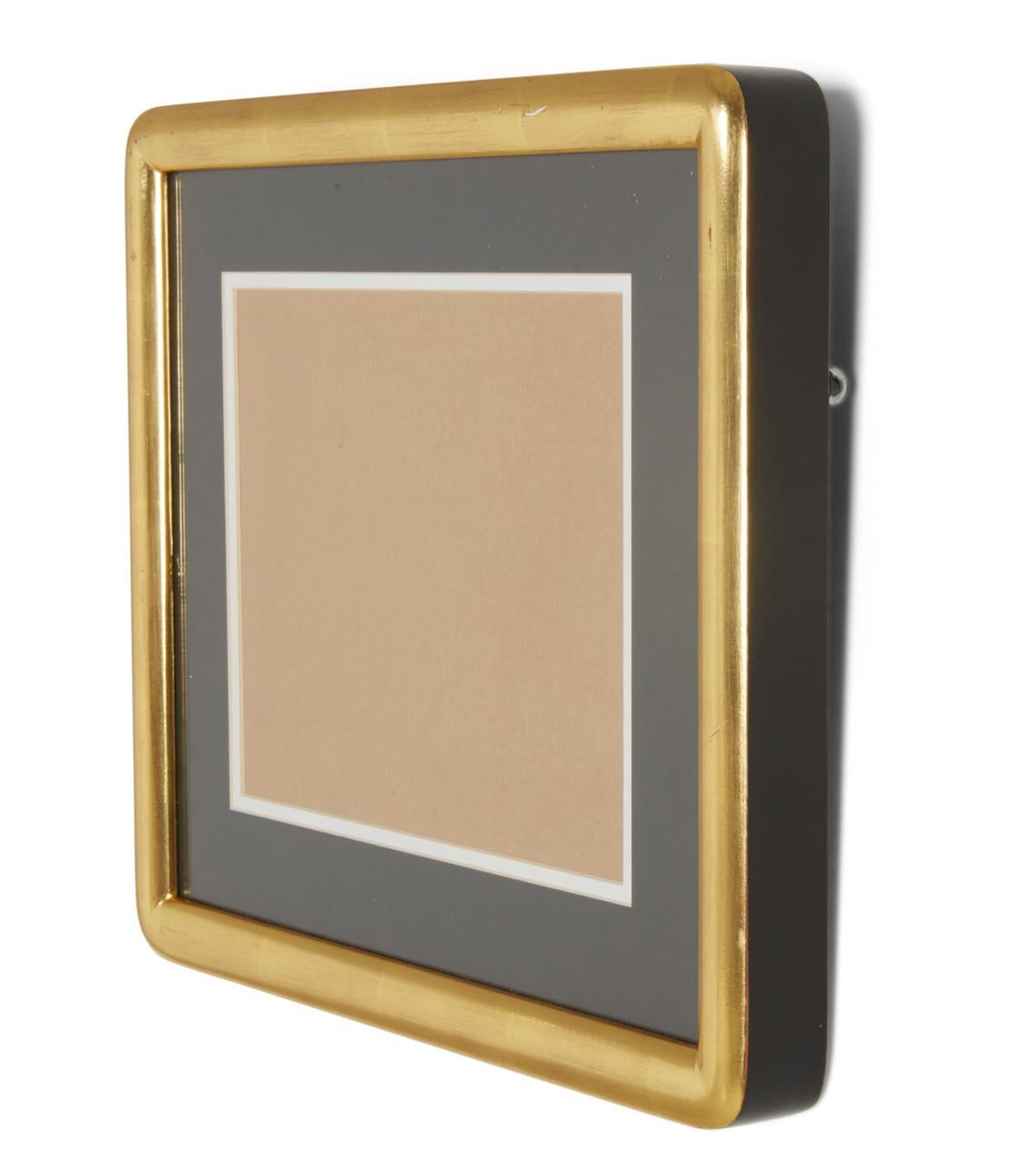 Set of 3 black and gilt curved corner gallery frames. Picture window: 11.25