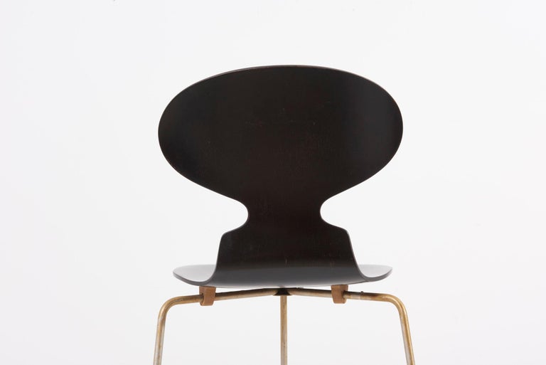 Set of 3 Black Arne Jacobsen Ant Chairs for Fritz Hansen, Denmark, 1950s For Sale 3