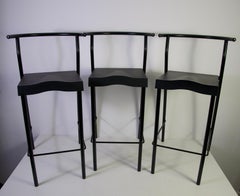 Set of 3 Black Barstools by Philippe Starck for Kartell, 1980s, Italy