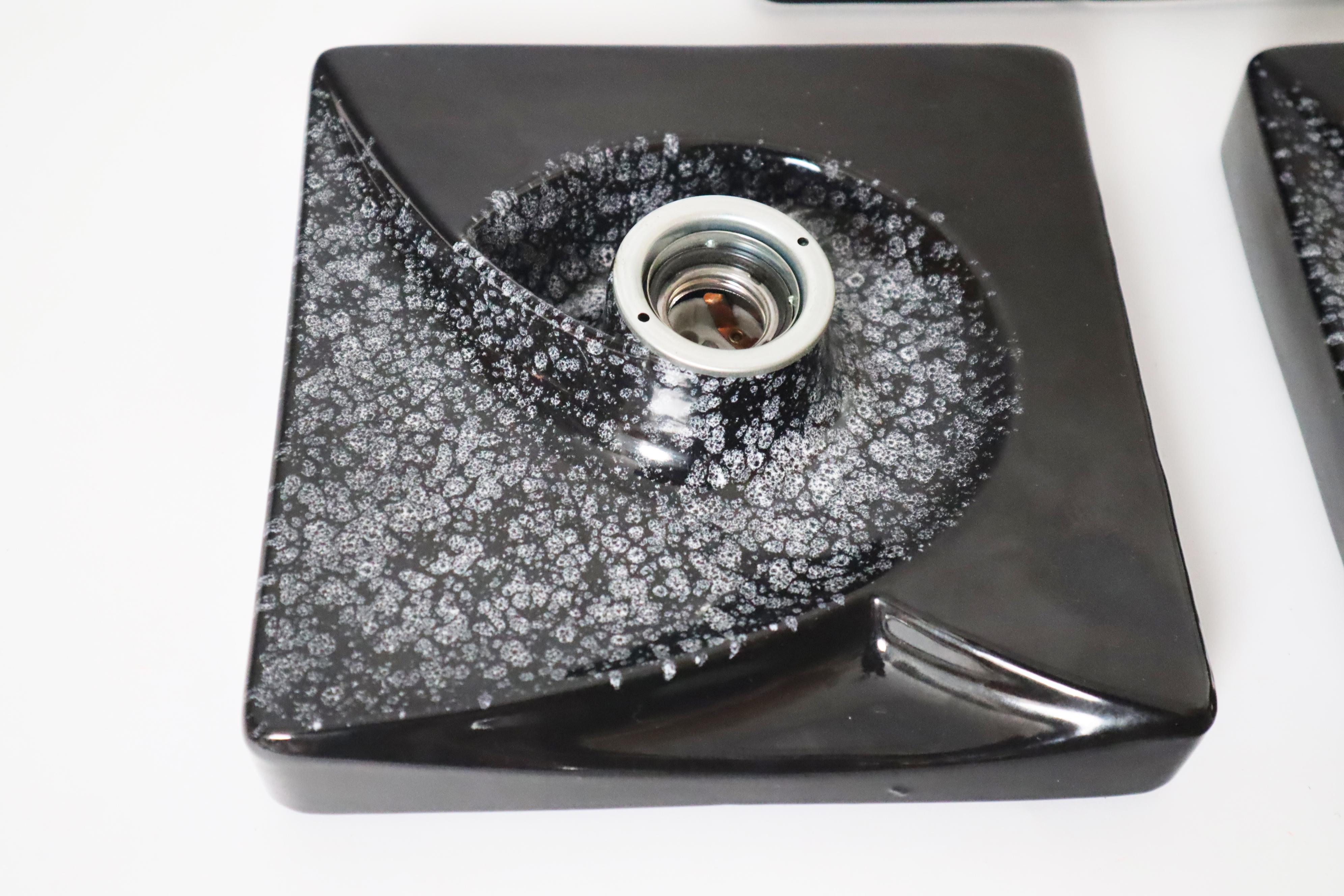 Ensemble de 3 lampes murales Galaxy Swirl en céramique noire par PAN Germany 1970 en vente 7