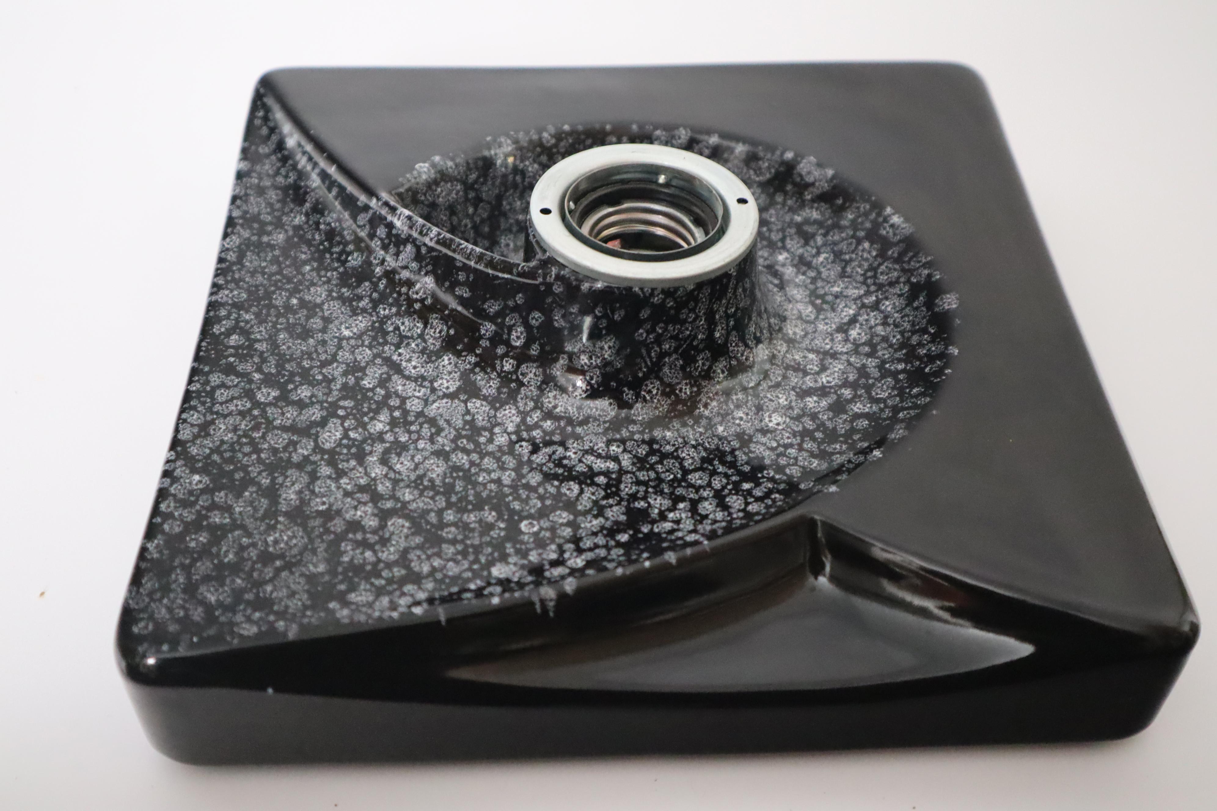 Céramique Ensemble de 3 lampes murales Galaxy Swirl en céramique noire par PAN Germany 1970 en vente