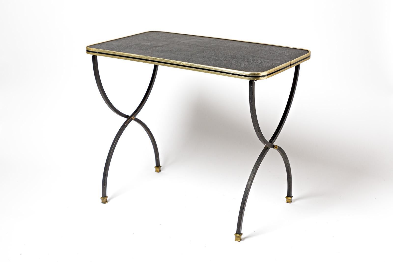 Ensemble de 3 tables basses de canapé noires Design du 20ème siècle dans le style de Jacques Adnet Bon état - En vente à Neuilly-en- sancerre, FR