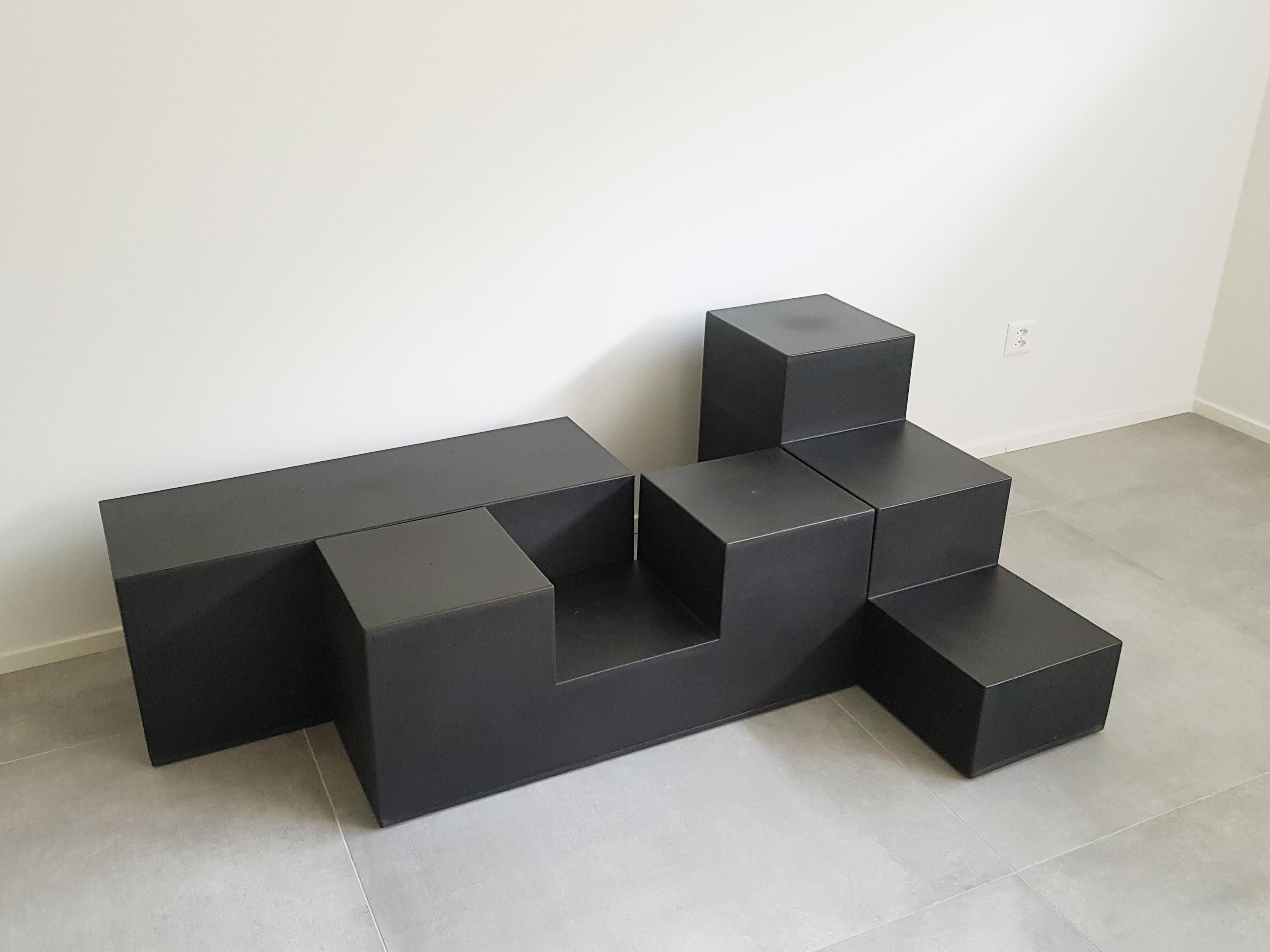Italian Set of 3 Black Modular Tables 