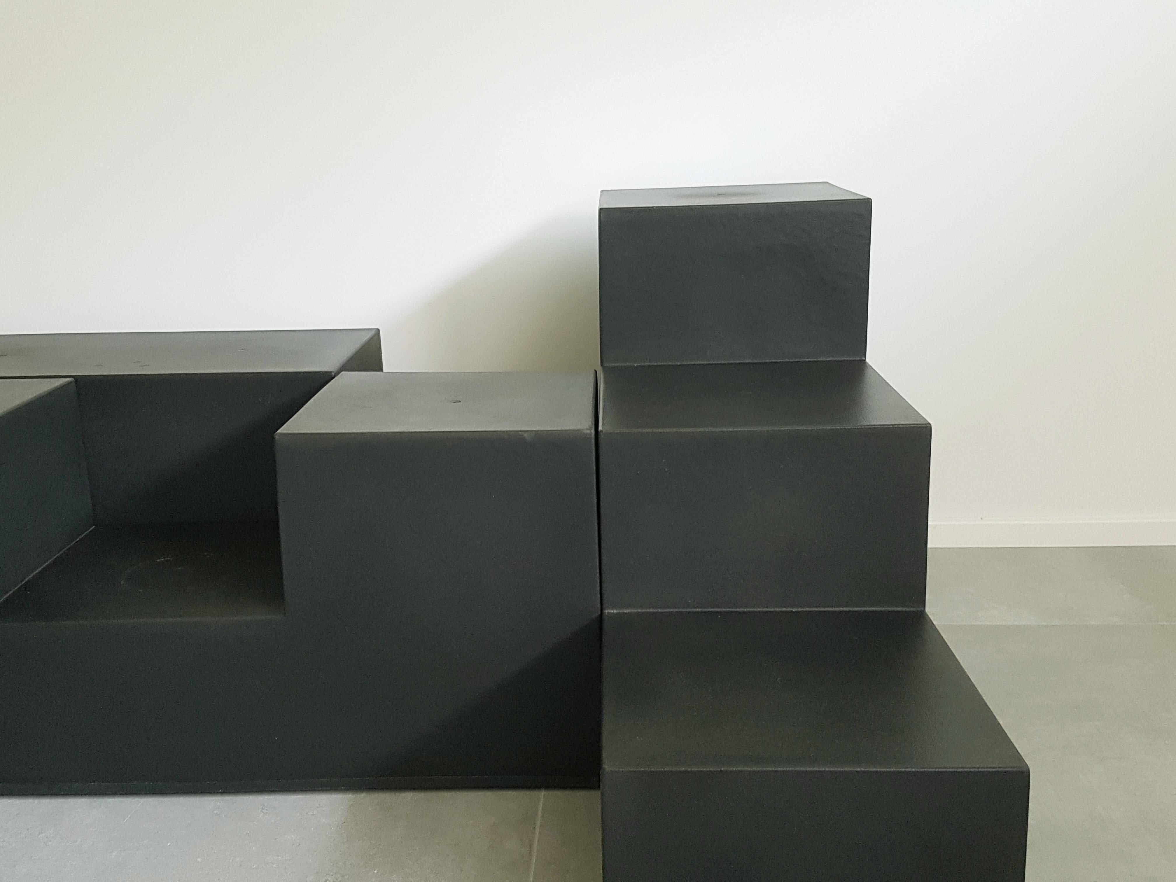Late 20th Century Set of 3 Black Modular Tables 