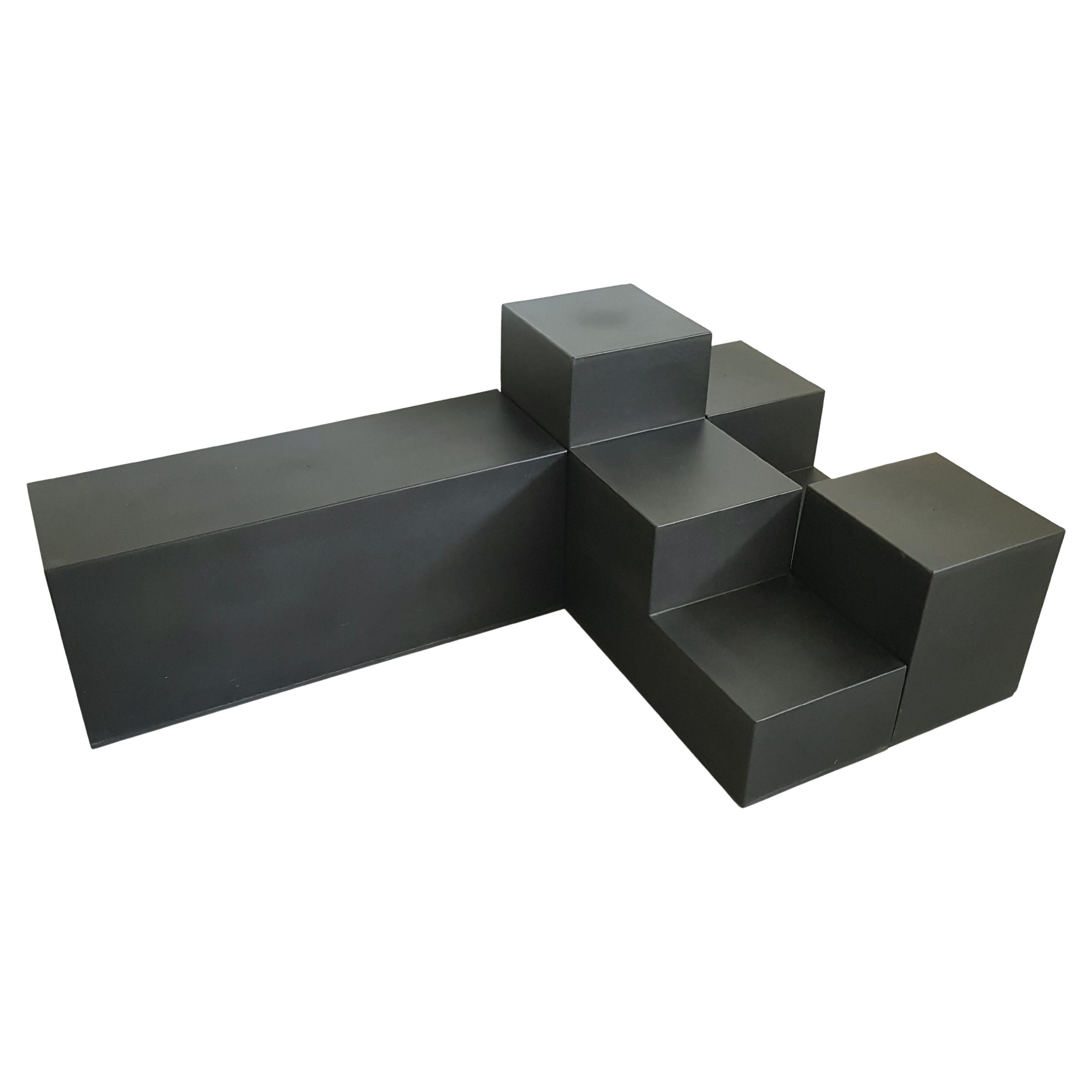 Set di 3 tavoli modulari neri "Gli Scacchi" di M. Bellini per C.I.C. Italia, '71