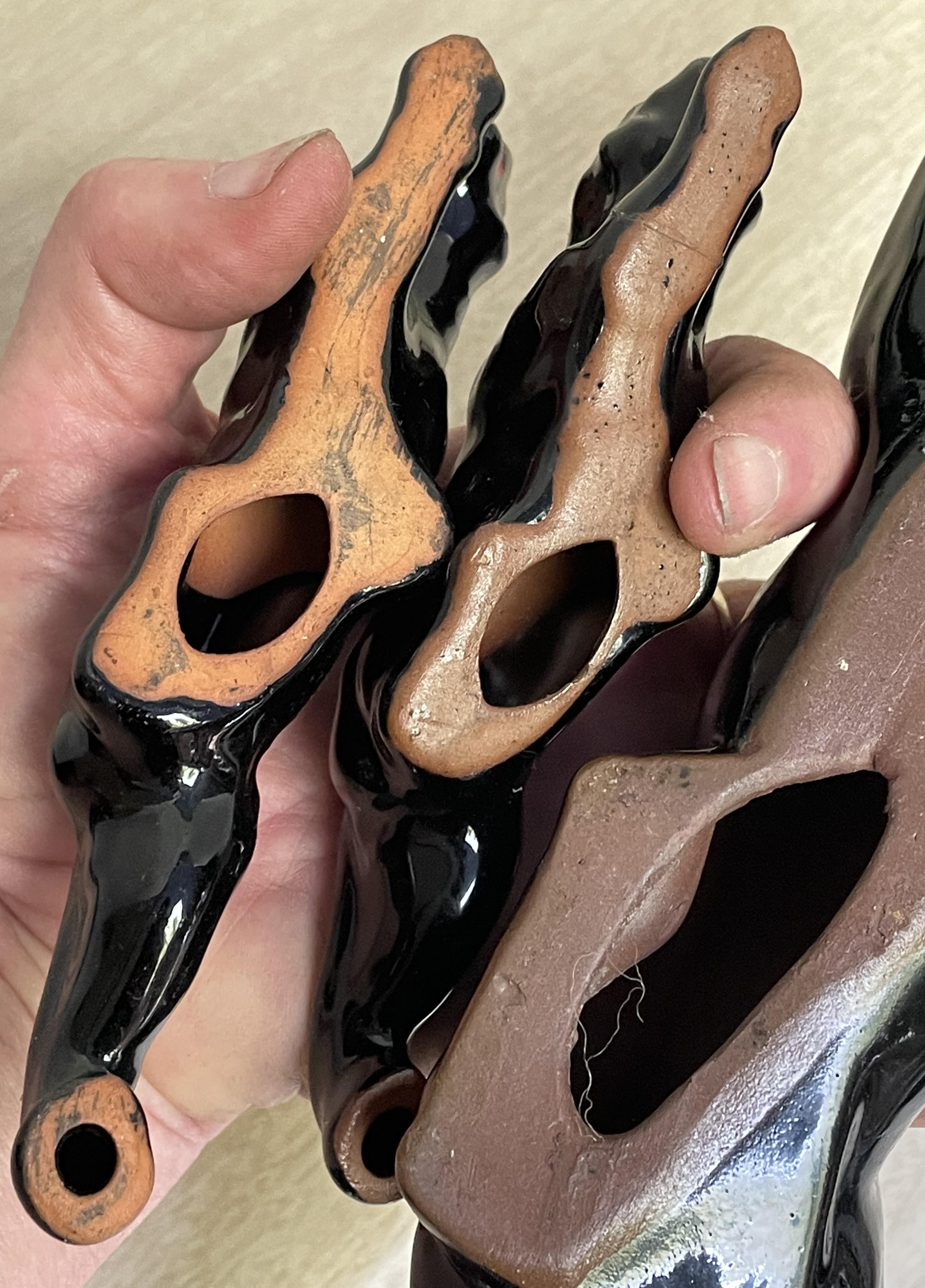 Set di 3 figure di Pantera Nera in ceramica di metà secolo Scultura in vendita 4