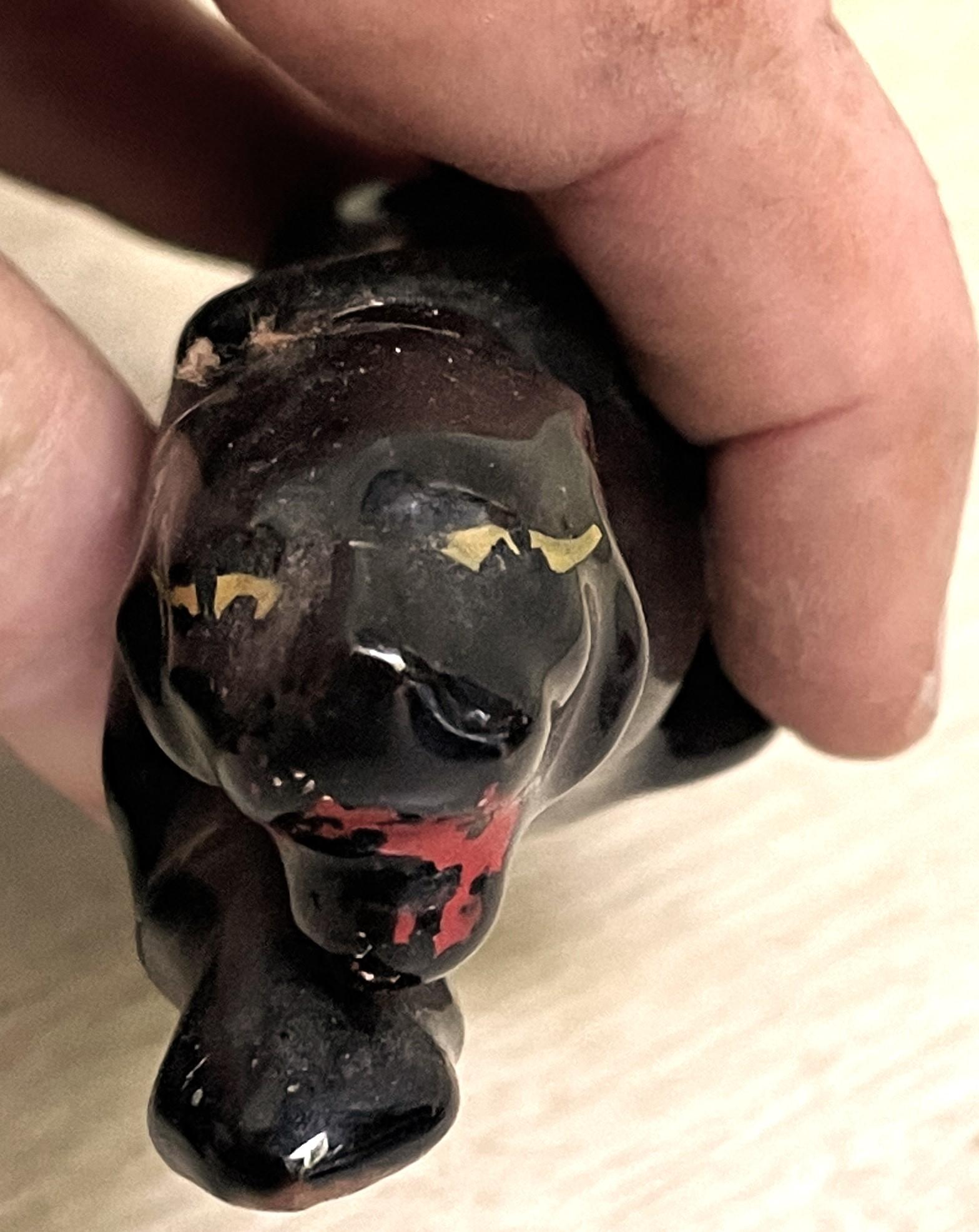 Sconosciuto Set di 3 figure di Pantera Nera in ceramica di metà secolo Scultura in vendita
