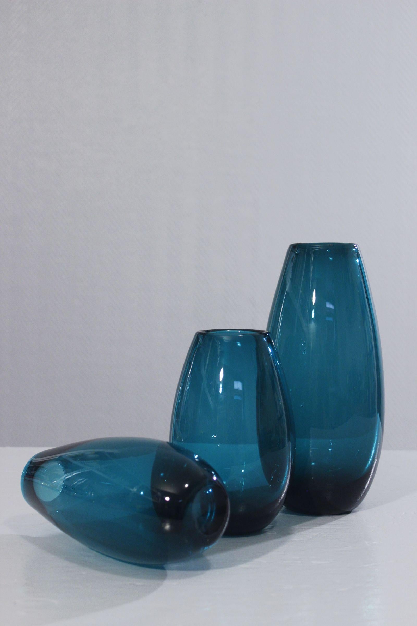 Set of 3 blown glass vases by Karl Friedrich, Germany 1960s For Sale 2