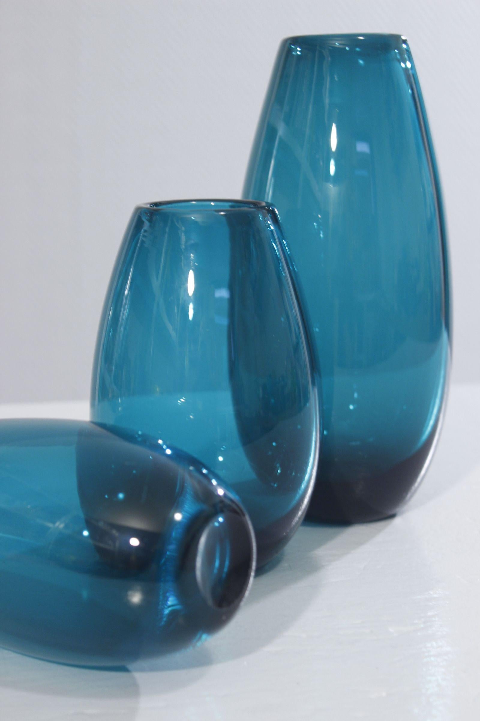 Set of 3 blown glass vases by Karl Friedrich, Germany 1960s For Sale 3