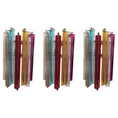 Set of 3 Bold Colorful Murano Wall Sconces