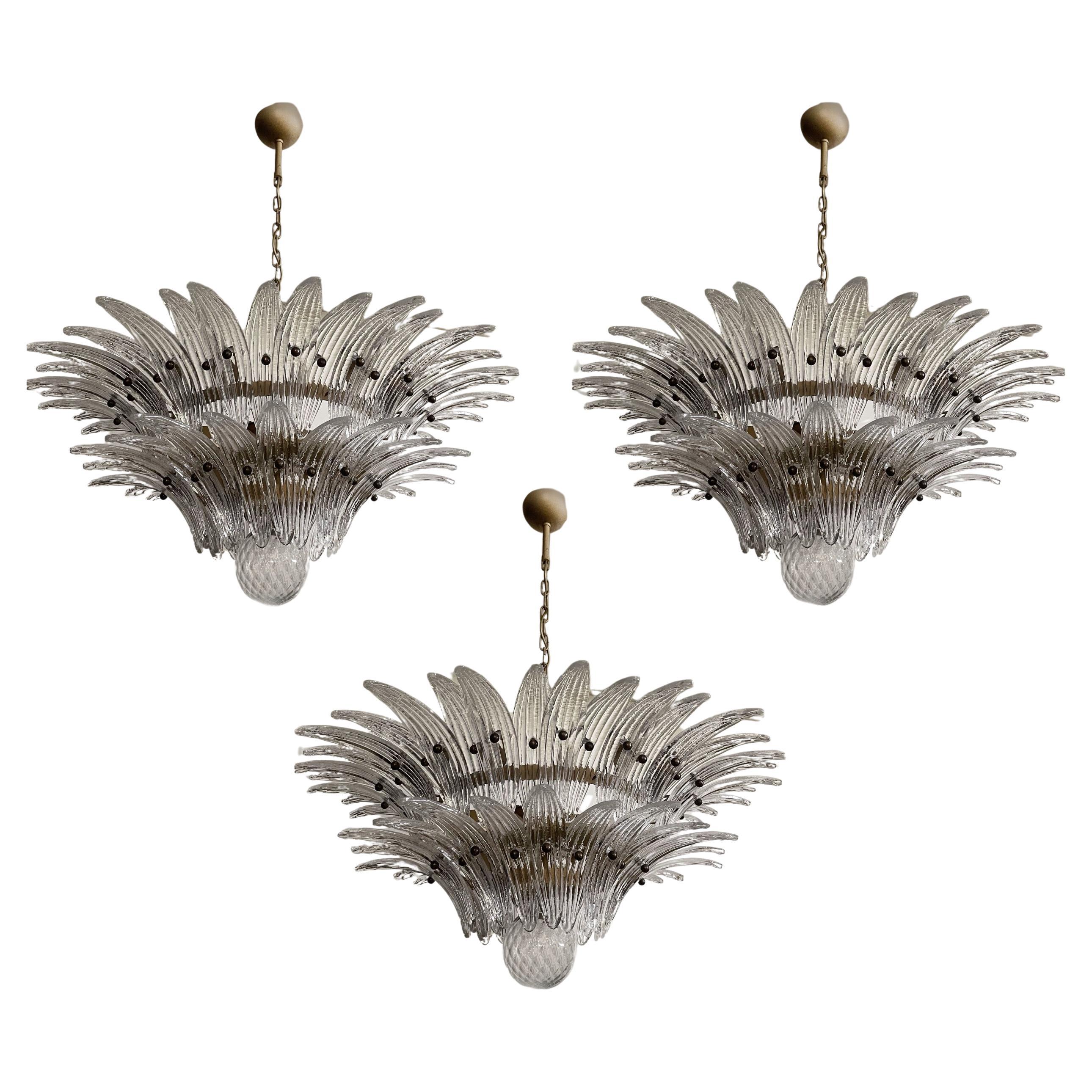 Ensemble de 3 lustres Murano éclectiques et audacieux Tropicale dans le style de Barovier. en vente