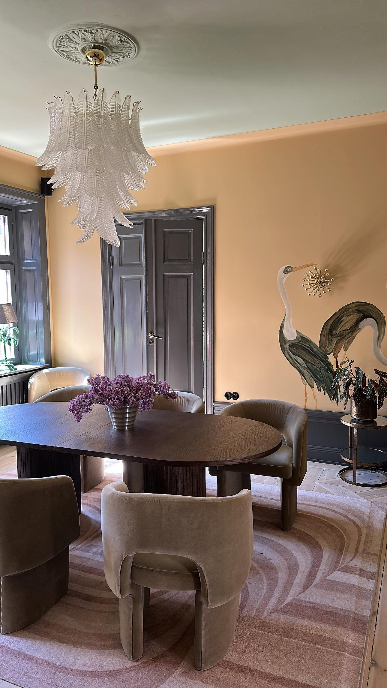 Ensemble de 3 grands lustres de Murano audacieux avec prismes en verre de cuir et structure en laiton en vente 2