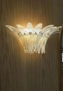 Set of 3 Bold Murano Wall Sconces with Glass Feather Prisms