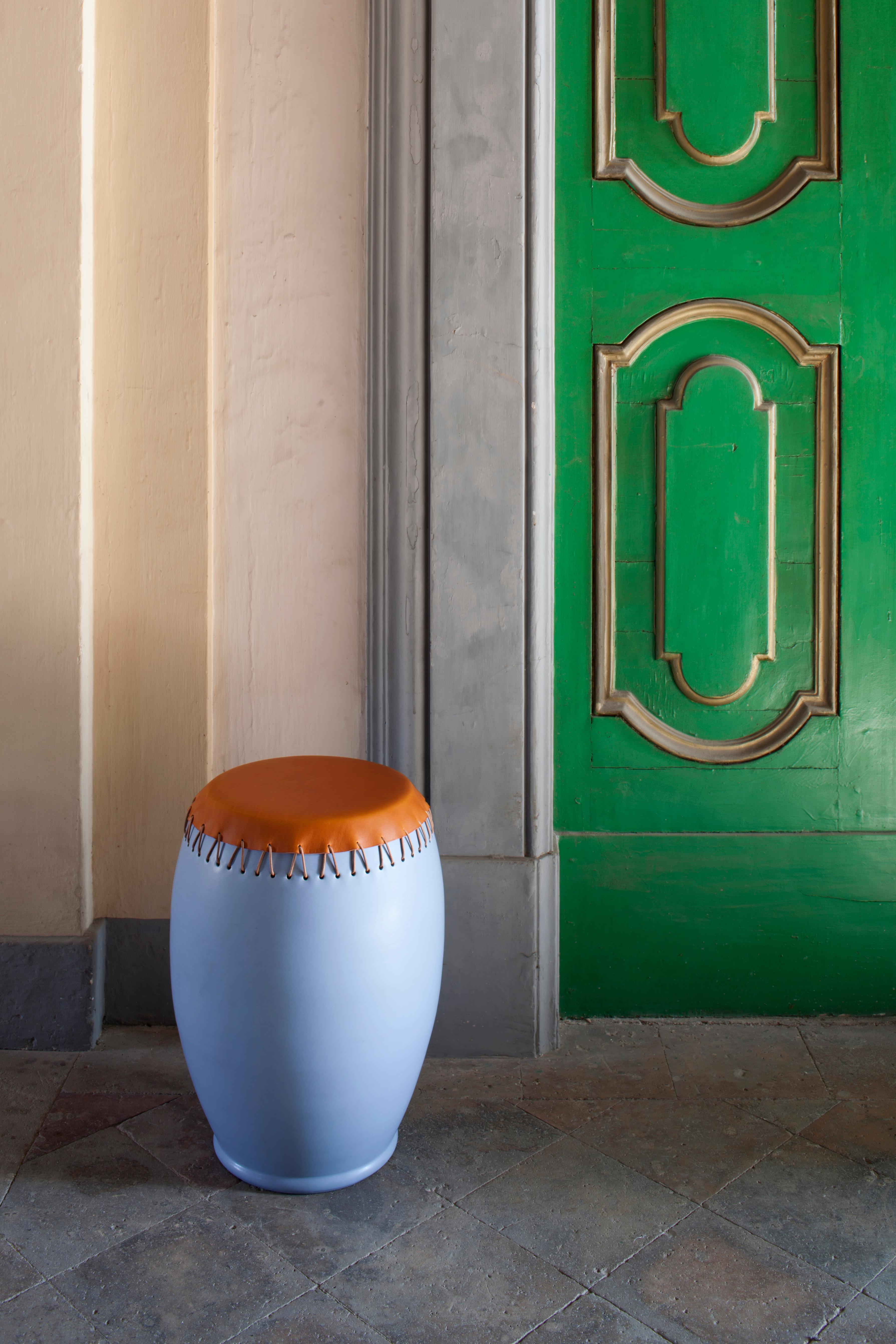 Set of 3 Bombo Leather Side Tables by Nestor Perkal For Sale 3