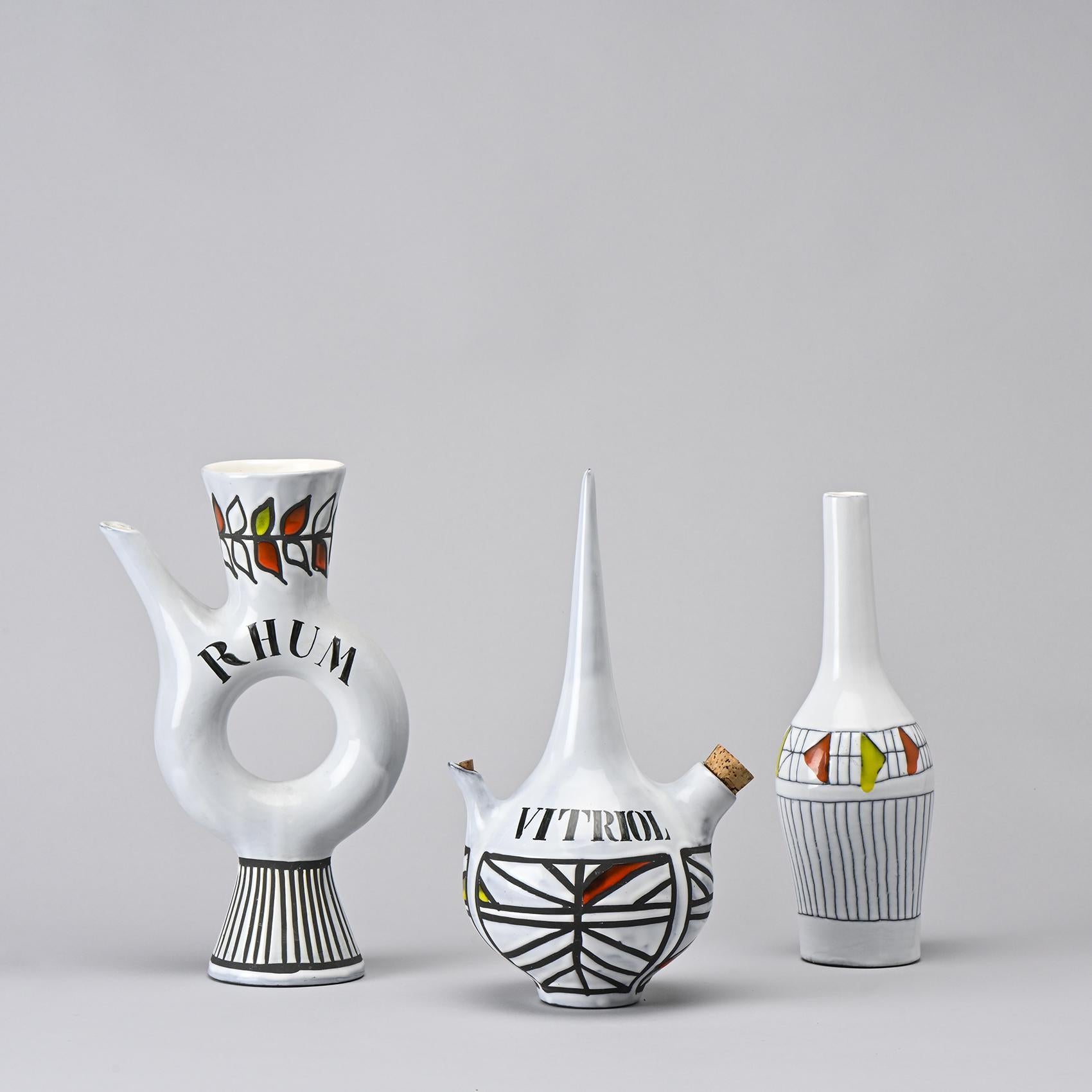 20th Century Set of 3 Bottles by Roger Capron, France circa 1955 For Sale