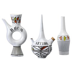 Juego de 3 botellas de Roger Capron, Francia, hacia 1955