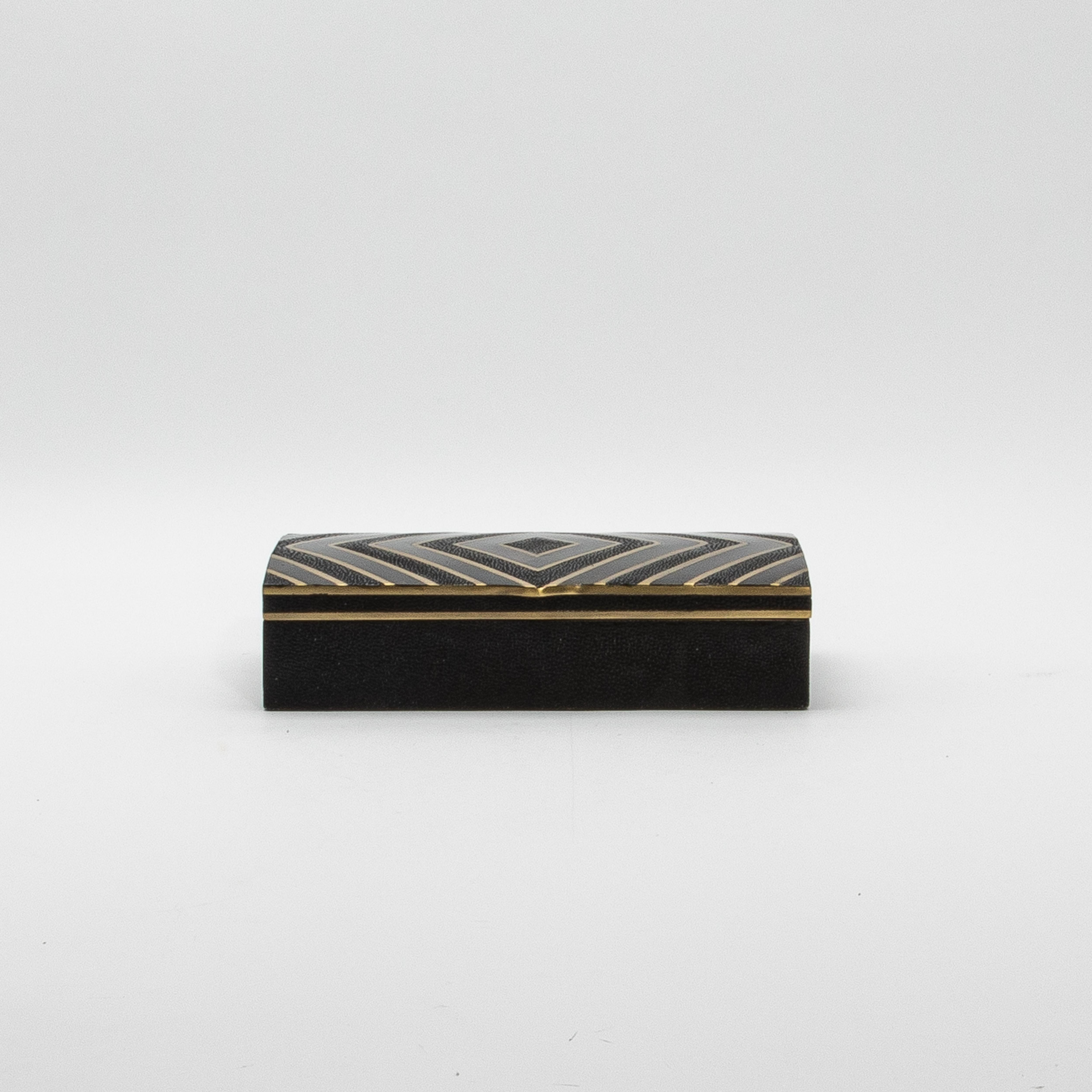 Set of 3 Boxes in Black Oak with Black Shell and Brass Details by R&Y Augousti For Sale 6
