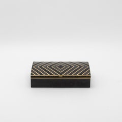 Set of 3 Boxes in Black Oak with Black Shell and Brass Details by R&Y Augousti