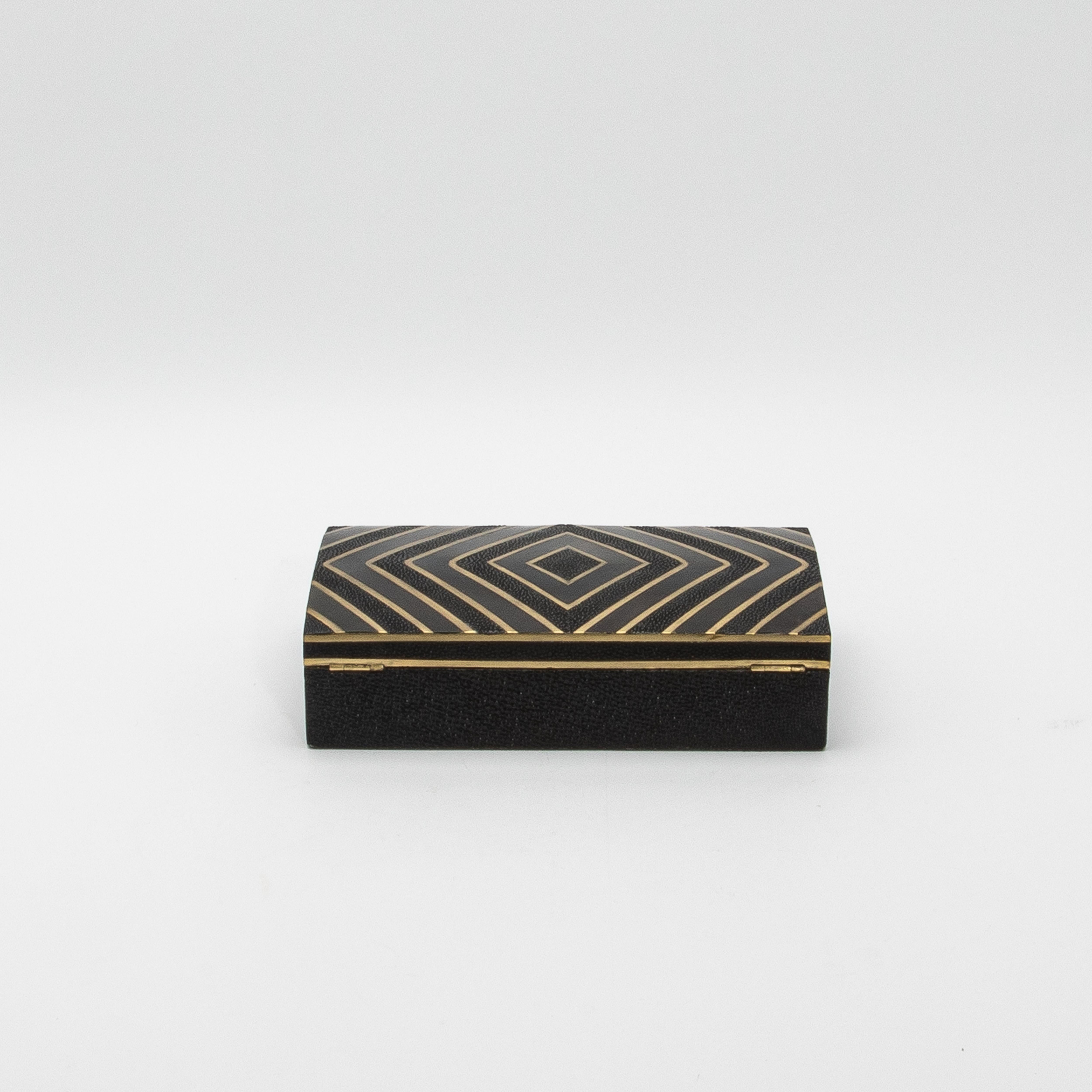 Set of 3 Boxes in Black Oak with Black Shell and Brass Details by R&Y Augousti In New Condition For Sale In West Hollywood, CA