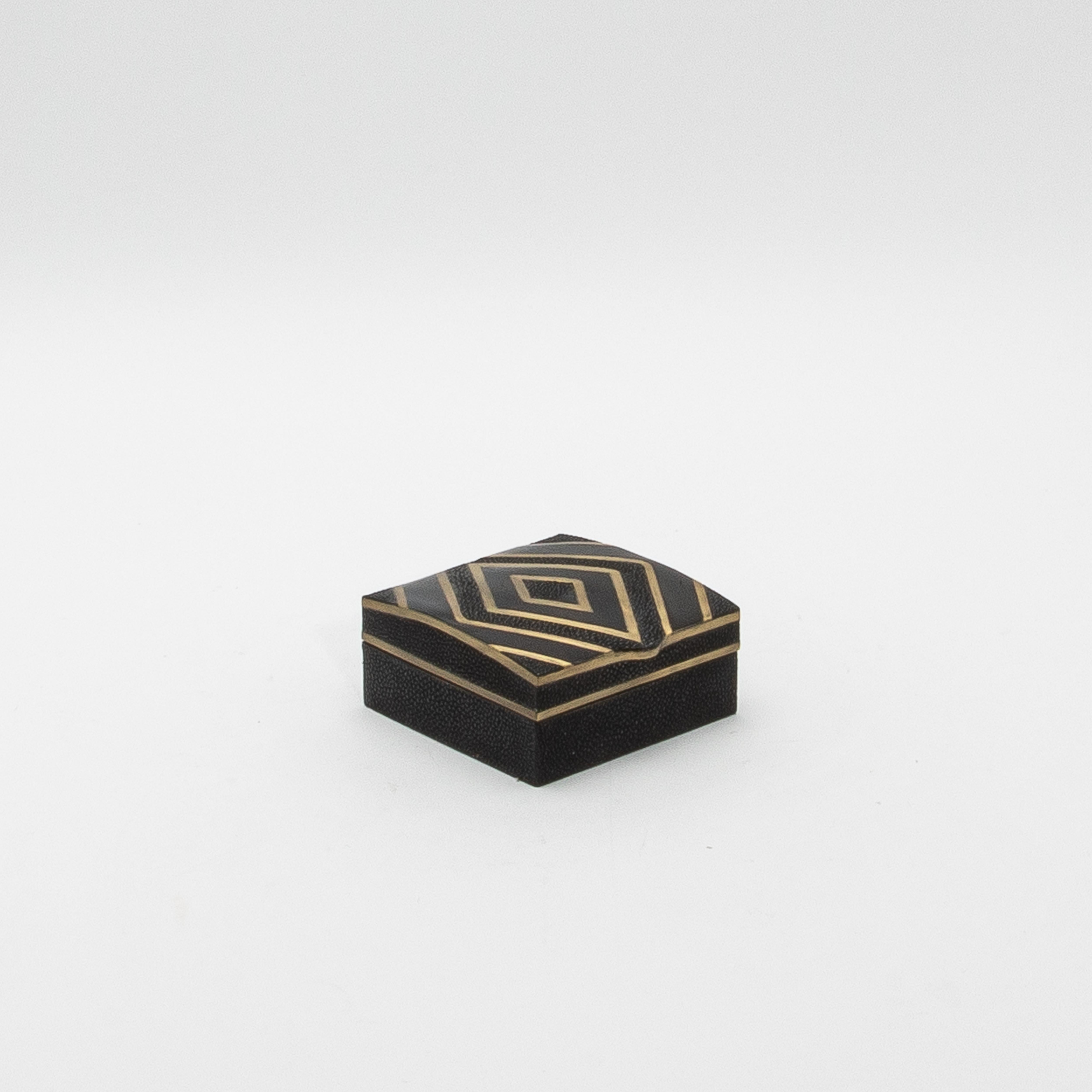 Set of 3 Boxes in Black Oak with Black Shell and Brass Details by R&Y Augousti For Sale 1