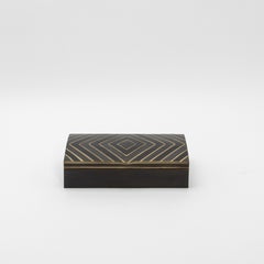Set of 3 Boxes in Black Oak with Brass Details by R&Y Augousti