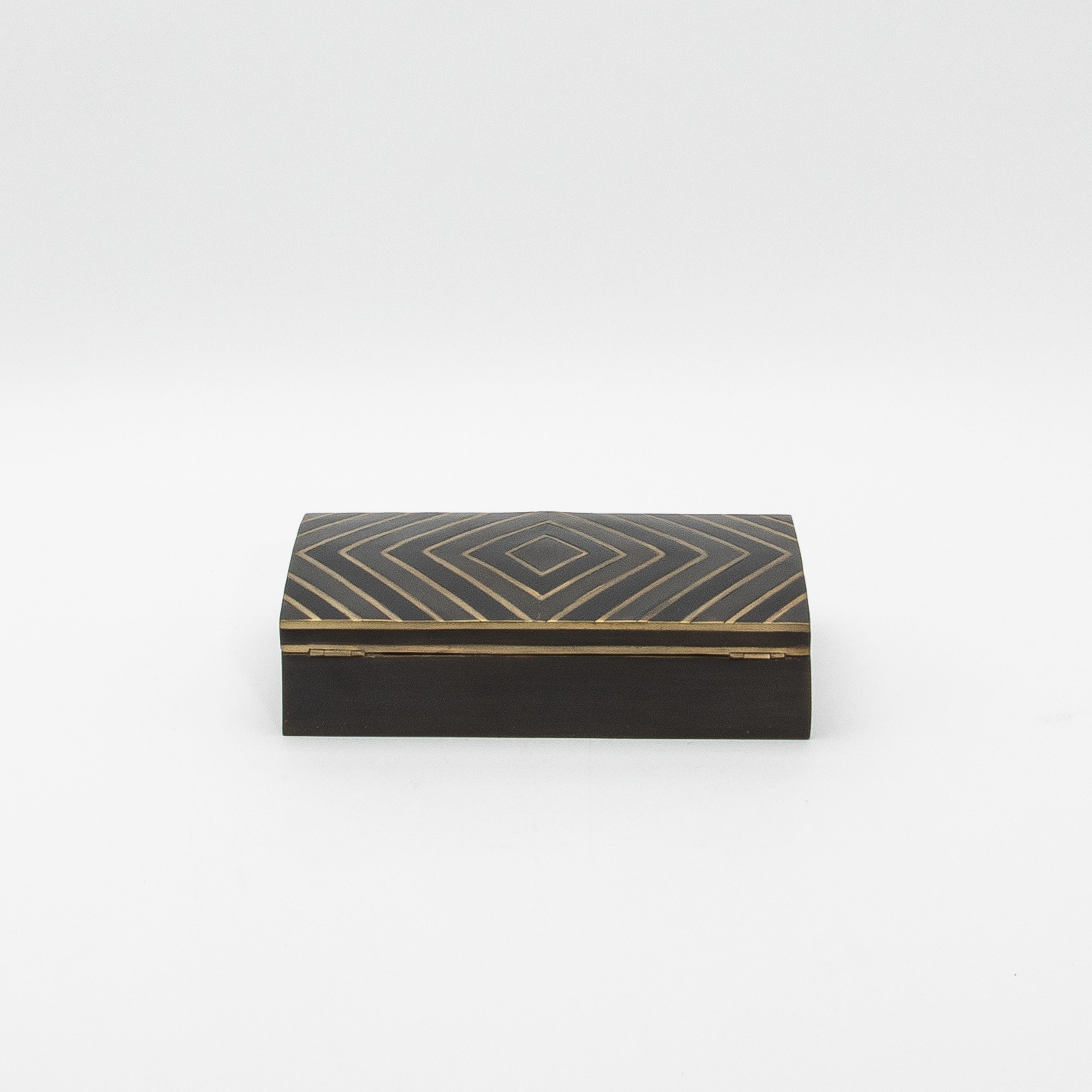 Juego de 3 cajas de roble negro con detalles de latón by R&Y Augousti en Nuevo estado para la venta en West Hollywood, CA