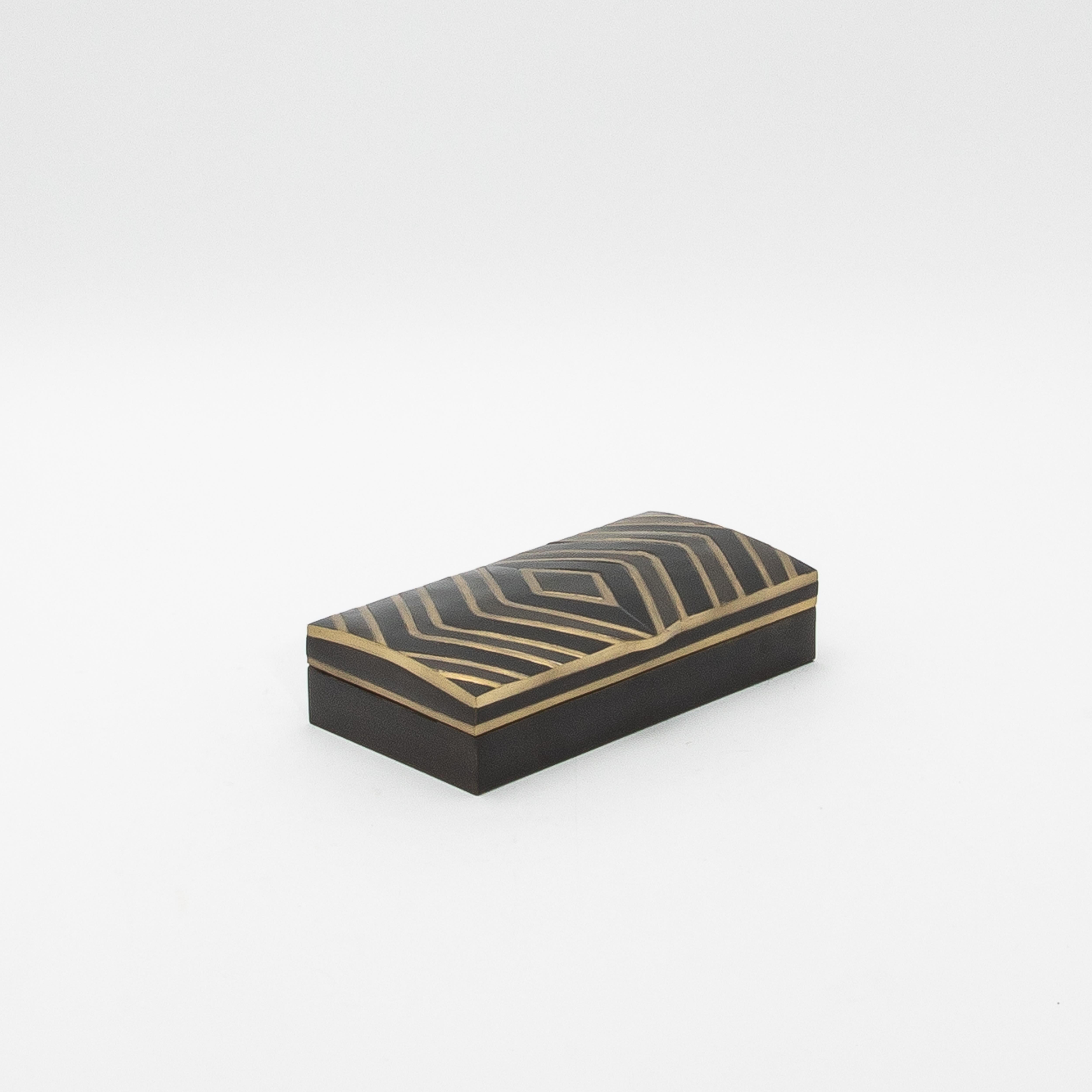 Juego de 3 cajas de roble negro con detalles de latón by R&Y Augousti Siglo XXI y contemporáneo en venta