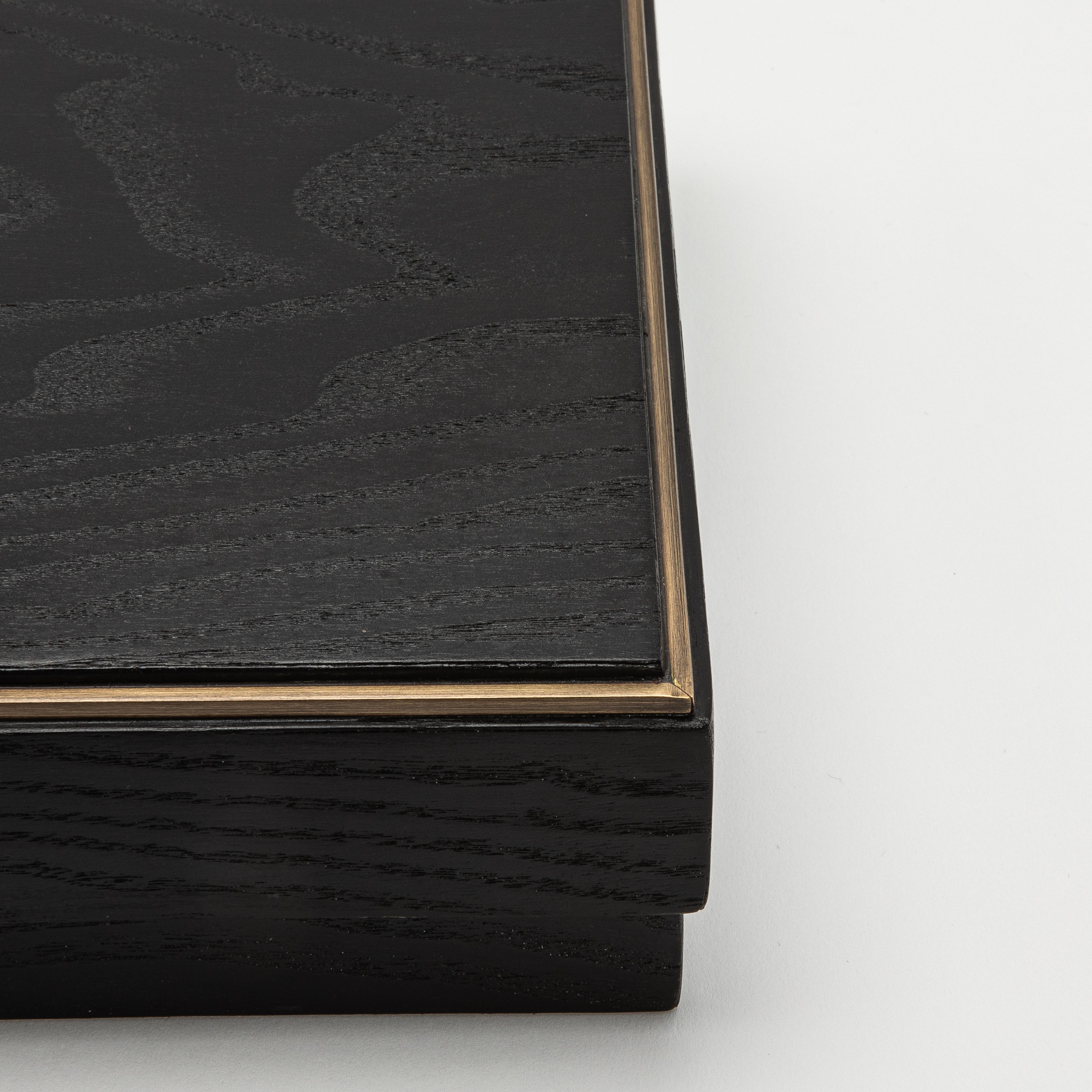 Set of 3 Boxes in Black Oak with Brass Frame by R&Y Augousti For Sale 3