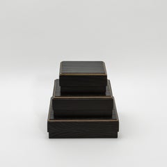 Set di 3 scatole in Oak nero con cornice in ottone di R&Y Augousti