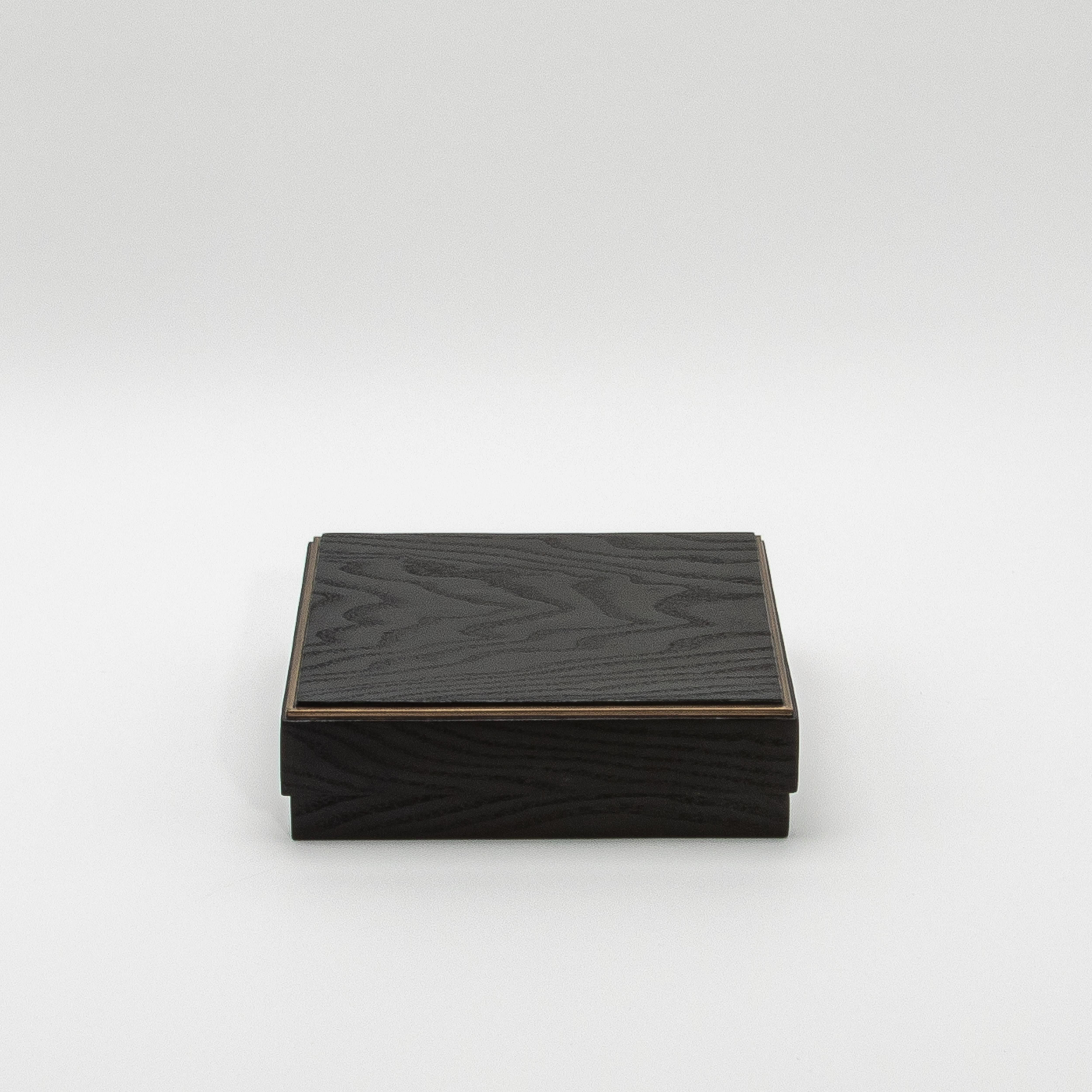 Philippine Set of 3 Boxes in Black Oak with Brass Frame by R&Y Augousti For Sale