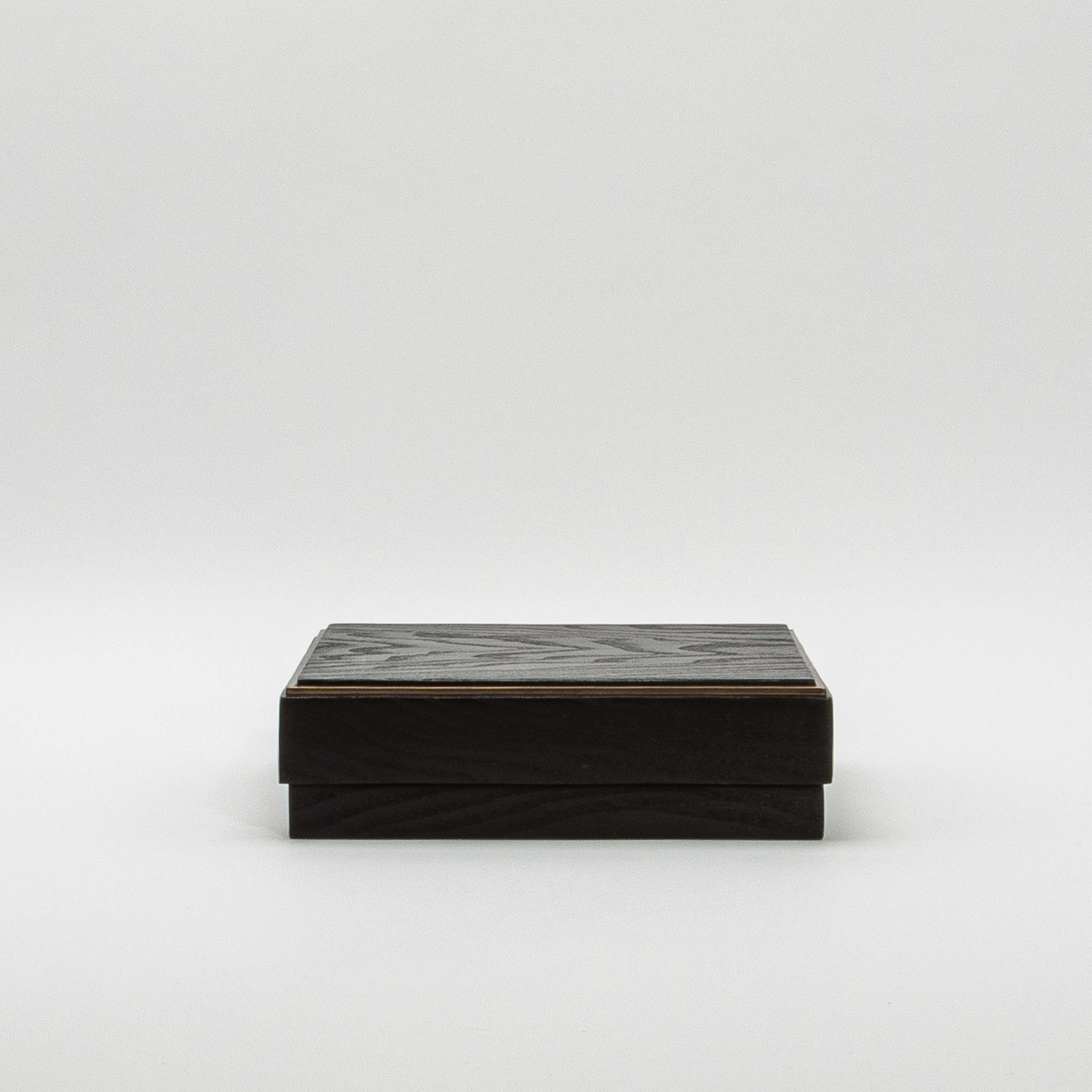 Set of 3 Boxes in Black Oak with Brass Frame by R&Y Augousti In New Condition For Sale In West Hollywood, CA