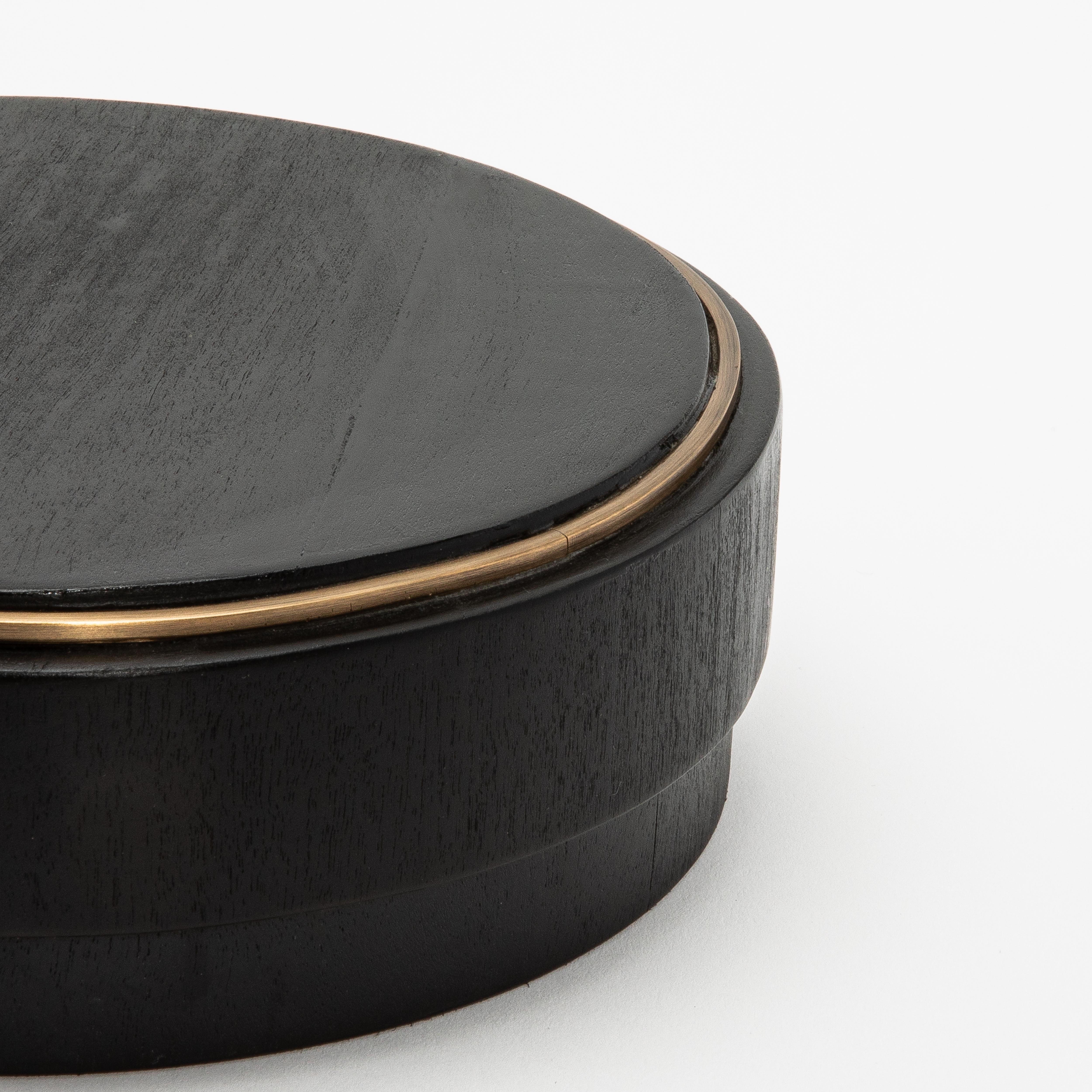 Contemporary Set of 3 Boxes in Black Oak with Brass Frame by R&Y Augousti For Sale