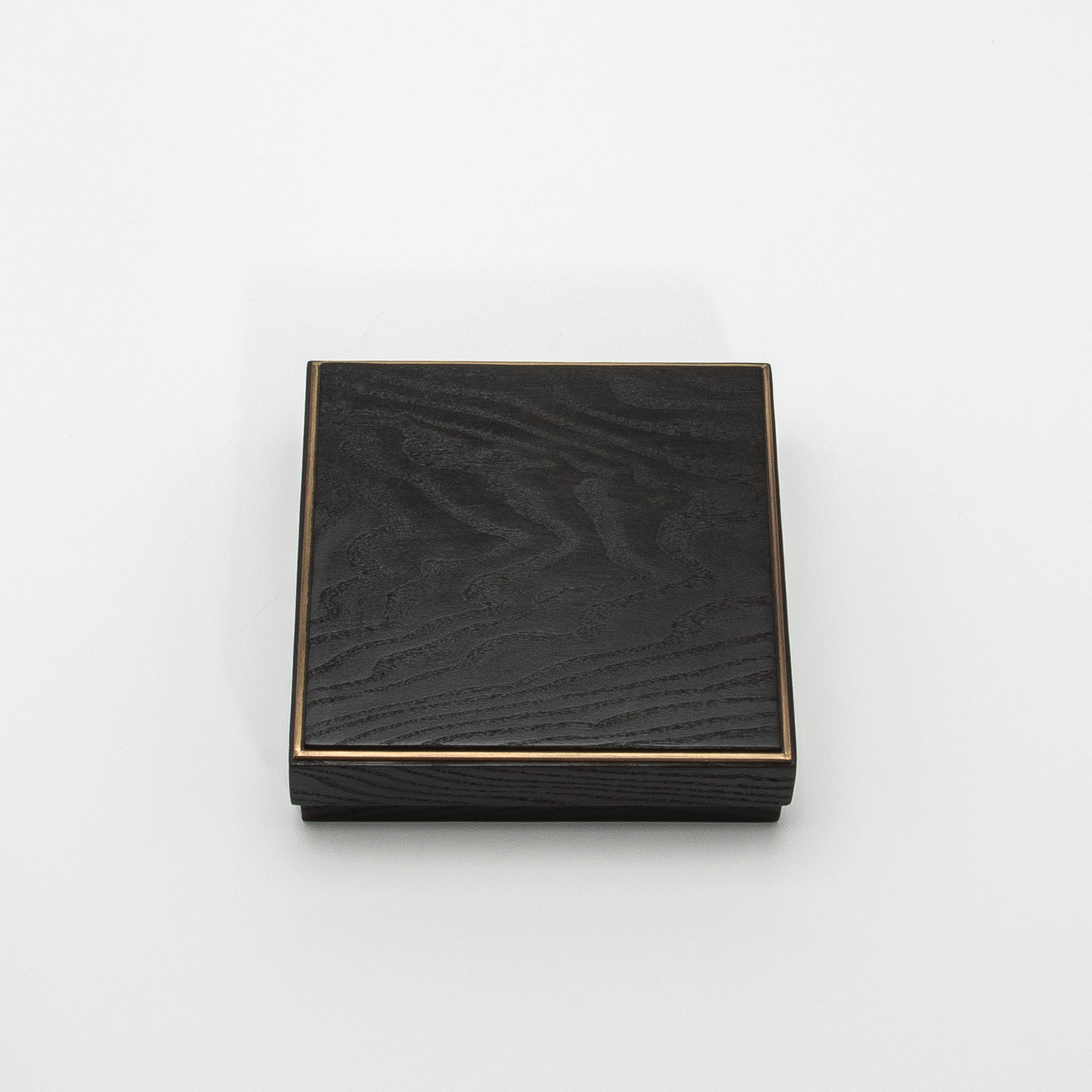 Contemporary Set of 3 Boxes in Black Oak with Brass Frame by R&Y Augousti For Sale