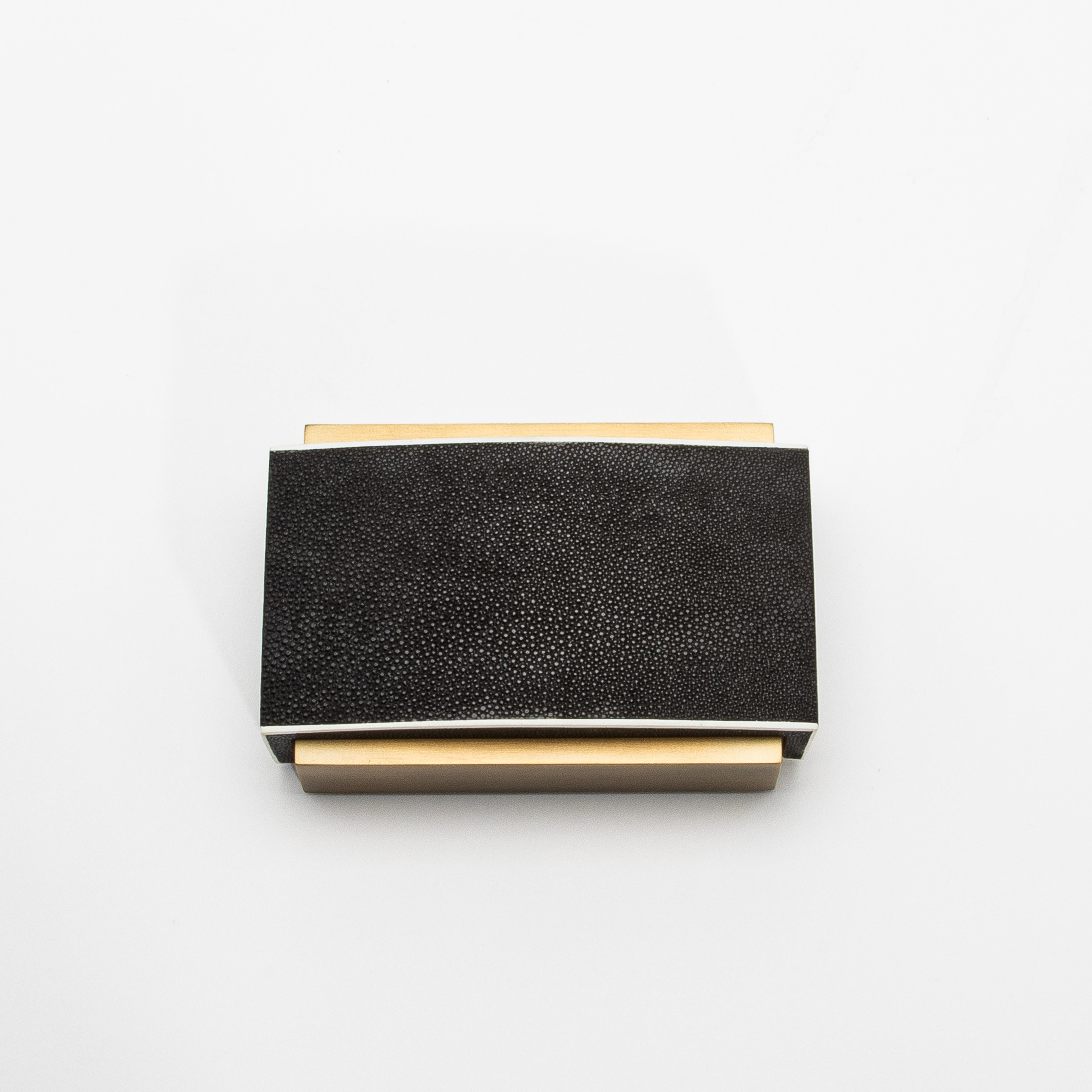Juego de 3 cajas de piel de zapa negra y latón patinado bronce by R&Y Augousti en venta 3