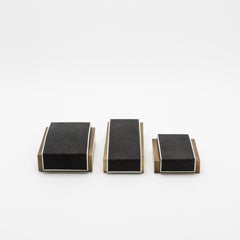 Set of 3 Boxes in Black Shagreen and Bronze Patina Brass by R&Y Augousti