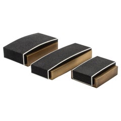 Juego de 3 cajas de piel de zapa negra y latón patinado bronce by R&Y Augousti