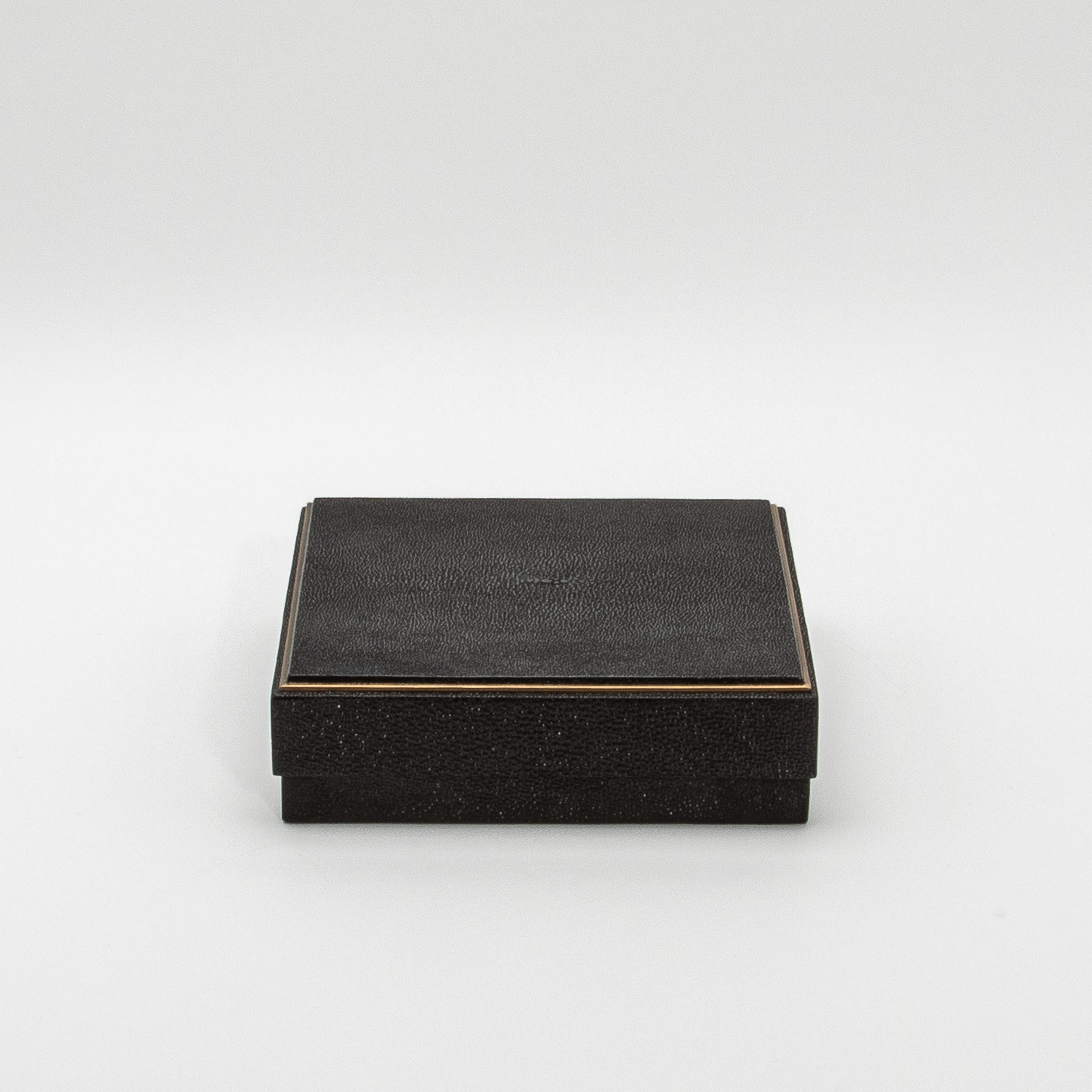Philippine Set of 3 Boxes in Black Shagreen with Brass Frame by R&Y Augousti For Sale