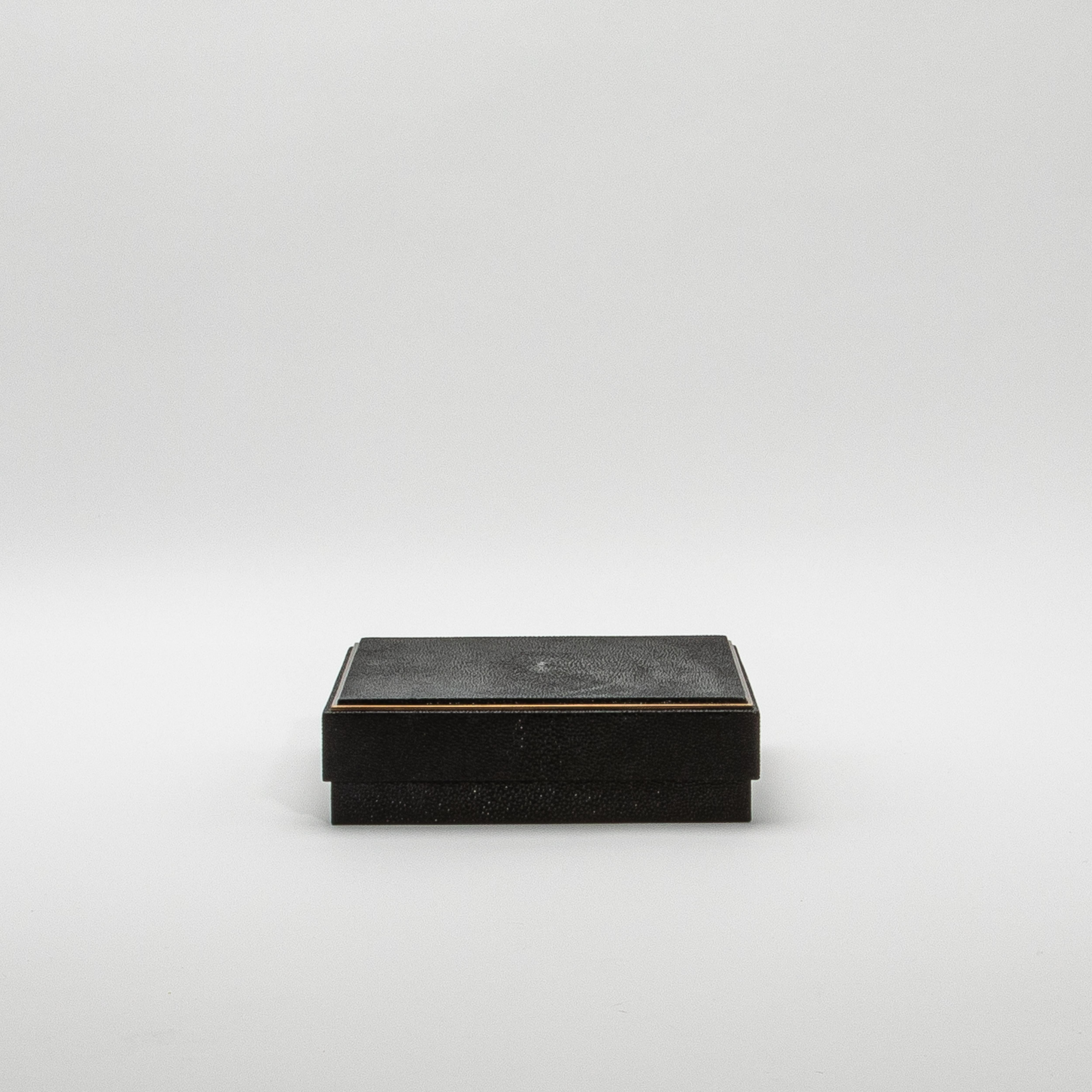 Set of 3 Boxes in Black Shagreen with Brass Frame by R&Y Augousti In New Condition For Sale In West Hollywood, CA