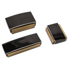 Juego de 3 cajas de concha de bolígrafo y latón patinado bronce by R&Y Augousti