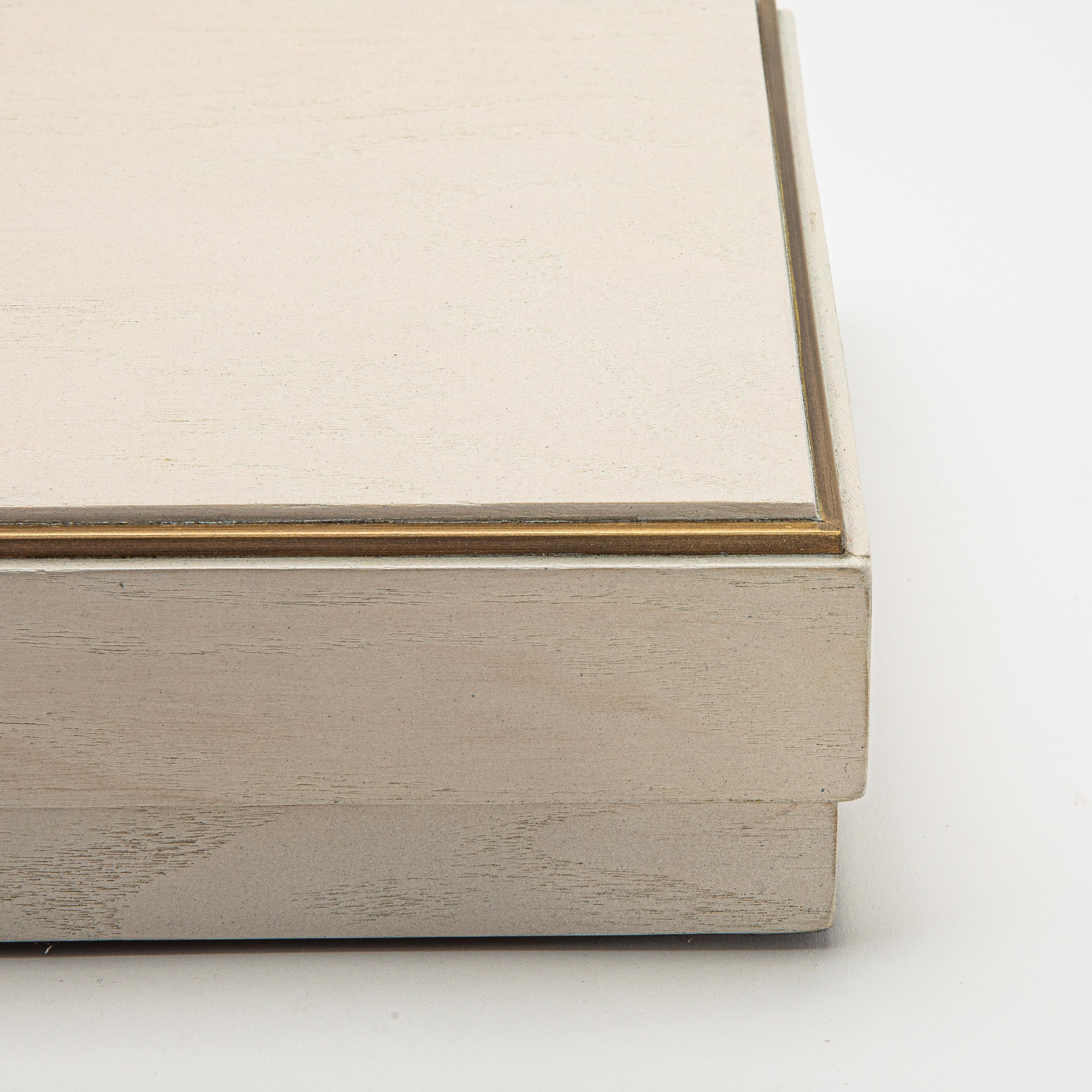 Set of 3 Boxes in White Oak with Brass Frame by R&Y Augousti For Sale 3