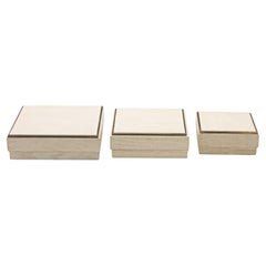 Juego de 3 cajas de roble blanco con marco de latón by R&Y Augousti