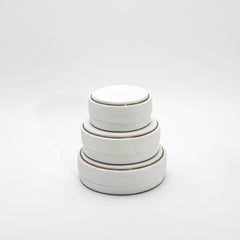 Set of 3 Boxes in White Shagreen with Brass Frame by R&Y Augousti