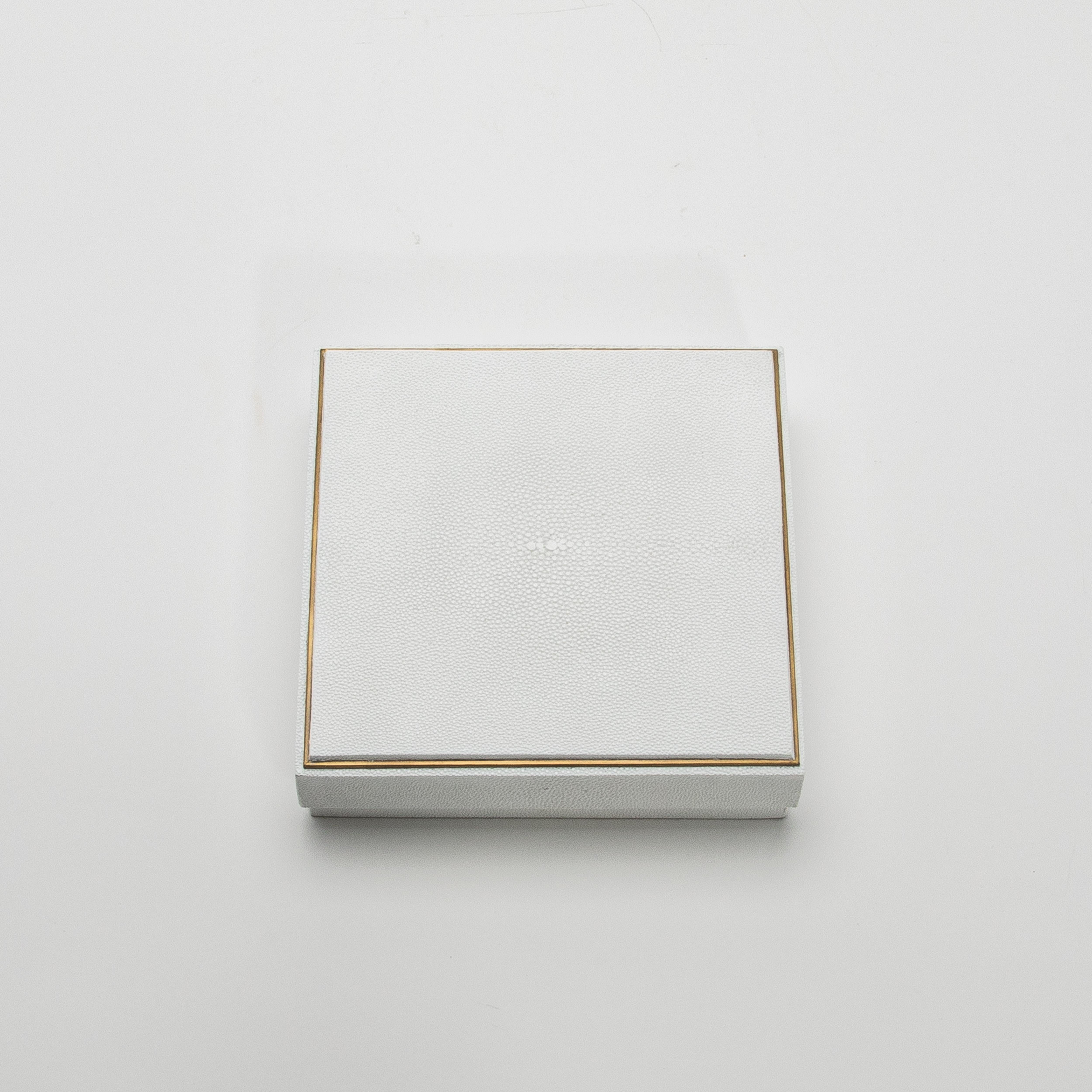 Juego de 3 cajas de piel de zapa blanca con marco de latón by R&Y Augousti Siglo XXI y contemporáneo en venta