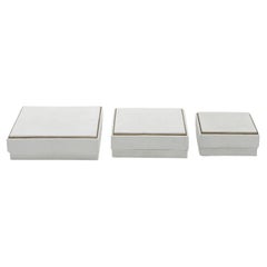 Juego de 3 cajas de piel de zapa blanca con marco de latón by R&Y Augousti