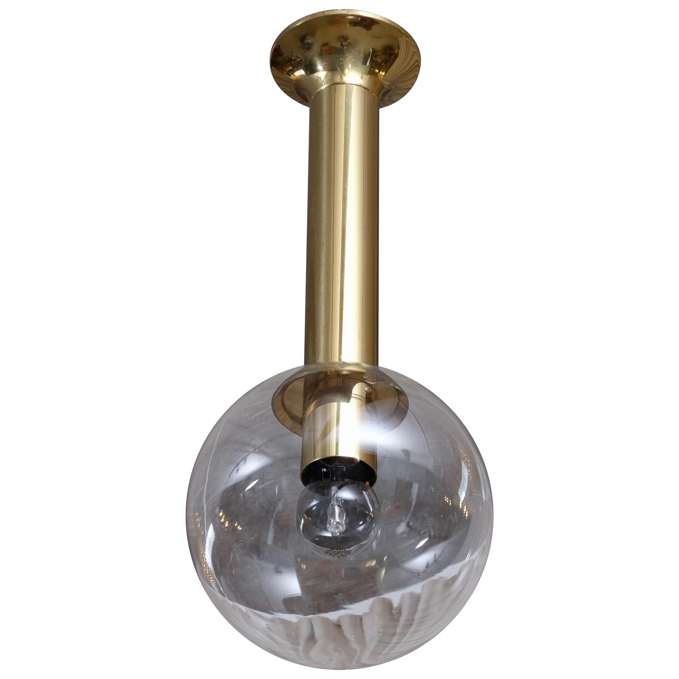 Set of 3 Brass and Glass Pendants, 1970s