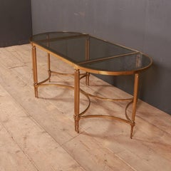 Set of Three Brass and Glass Table